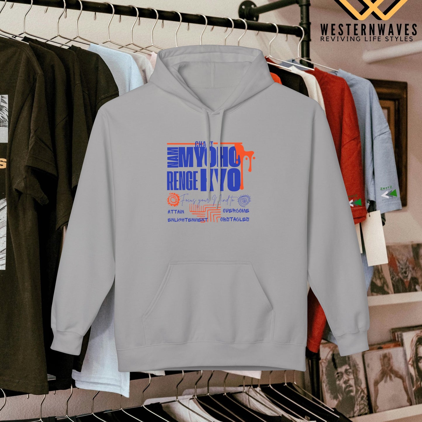 Unisex Midweight Softstyle Fleece Hoodie_ N3+ Series USMWSSFH PT2WW003_ Limited Edition Luxuriously Soft 100% Cotton Face by WesternWaves: