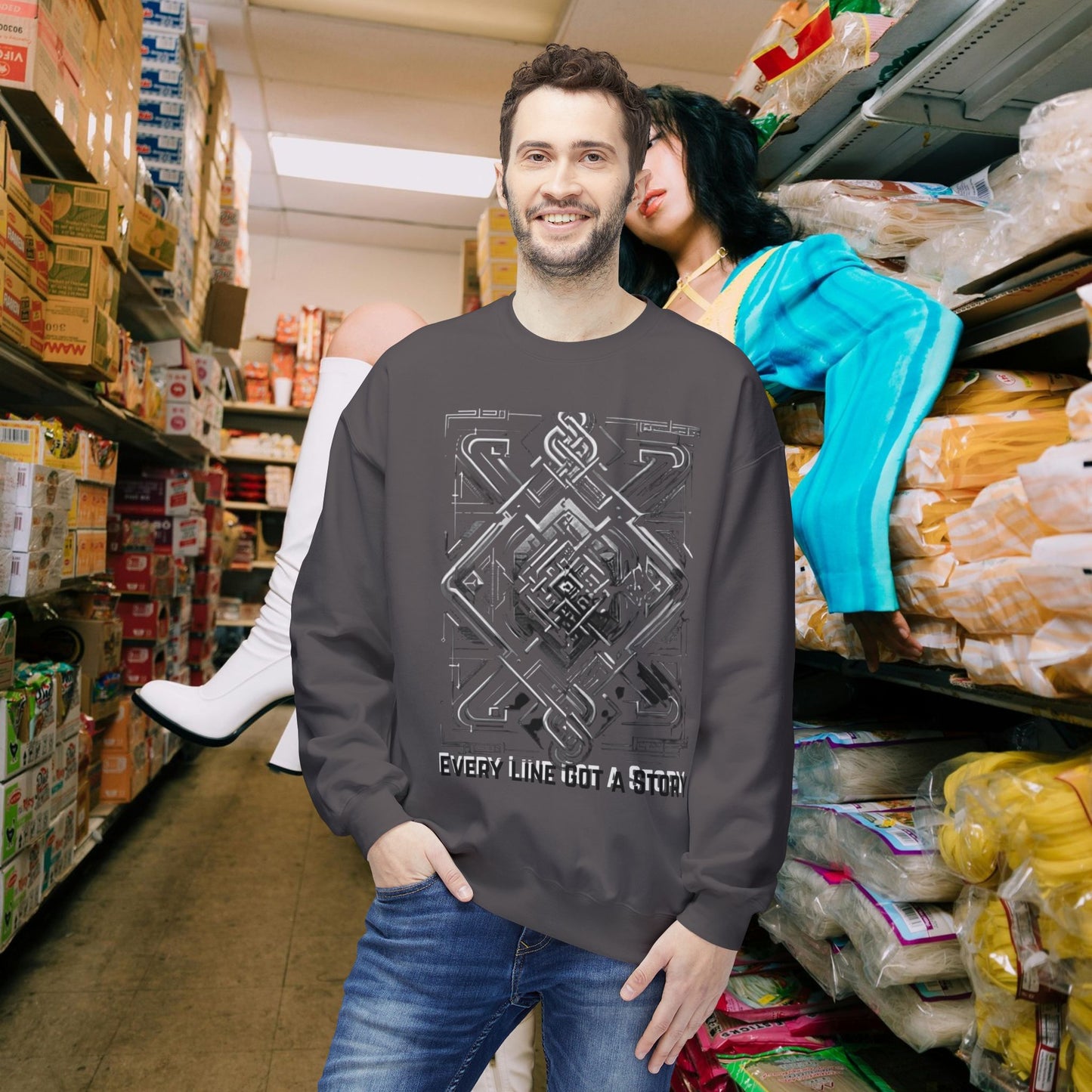 Every Line Got A Story Sweatshirt | Unisex Fleece Crewneck, Cozy Pullover, Artistic Gift, Casual Layer, Everyday Wear