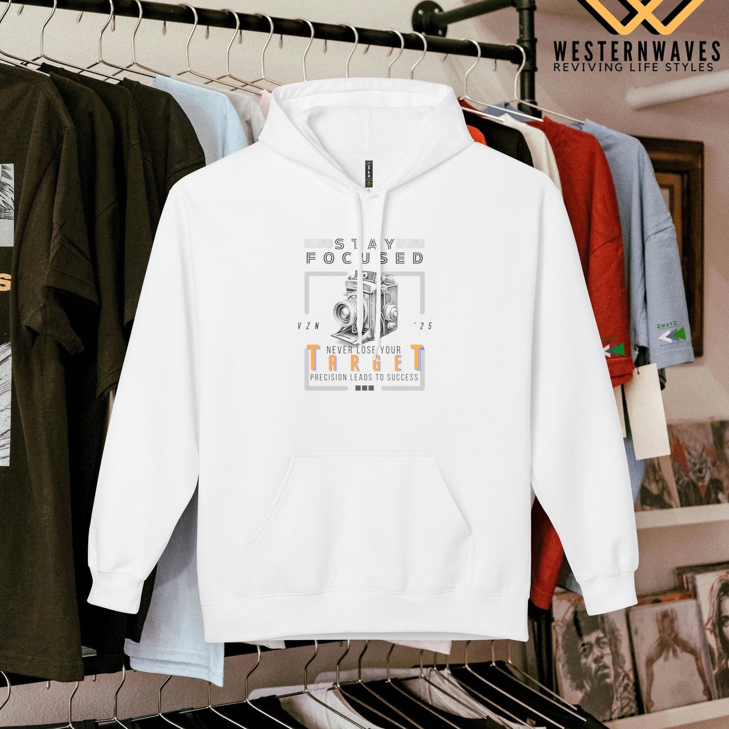 Unisex Midweight Softstyle Fleece Hoodie_ N3+ Series USMWSSFH PT2WW006_ Limited Edition Luxuriously Soft 100% Cotton Face by WesternWaves: