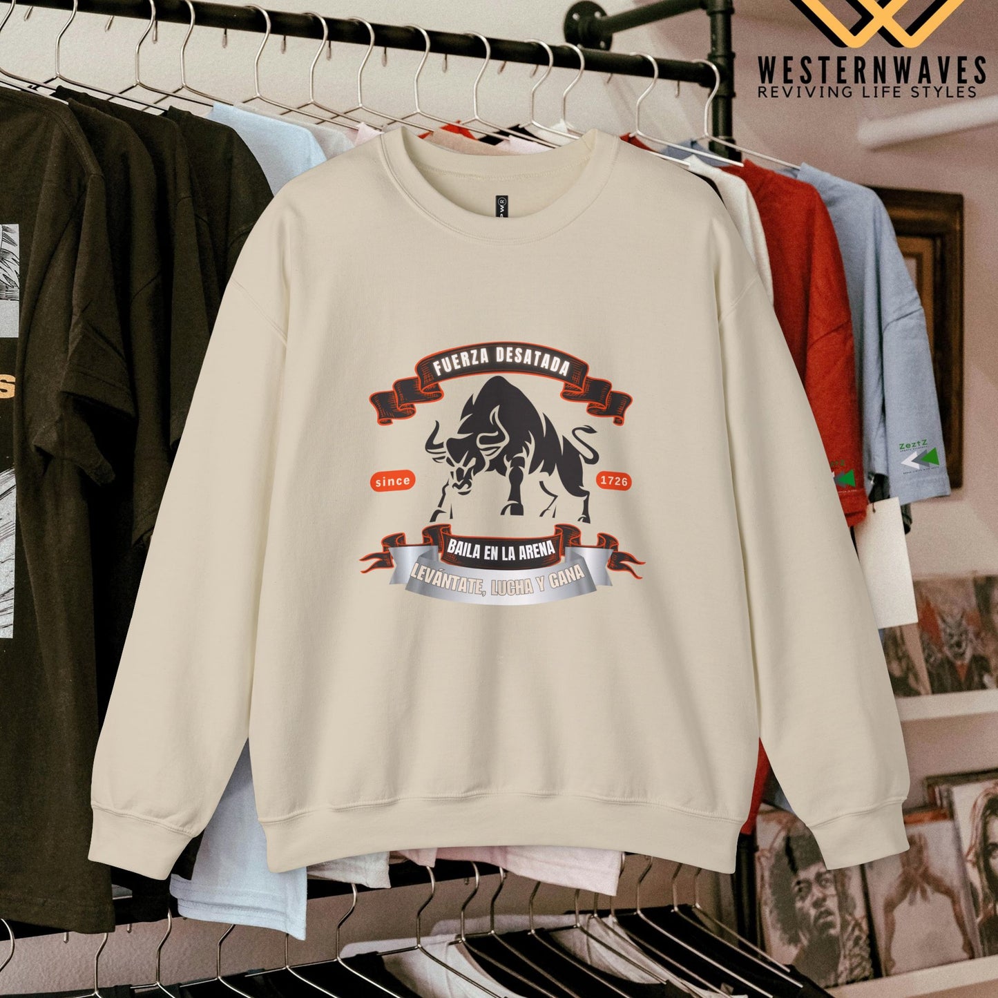 Unisex Heavy Blend™ Crewneck Sweatshirt_ N3+ Series UHBCSS PT2WW038_ Limited Edition Pure Luxury By WesternWaves: