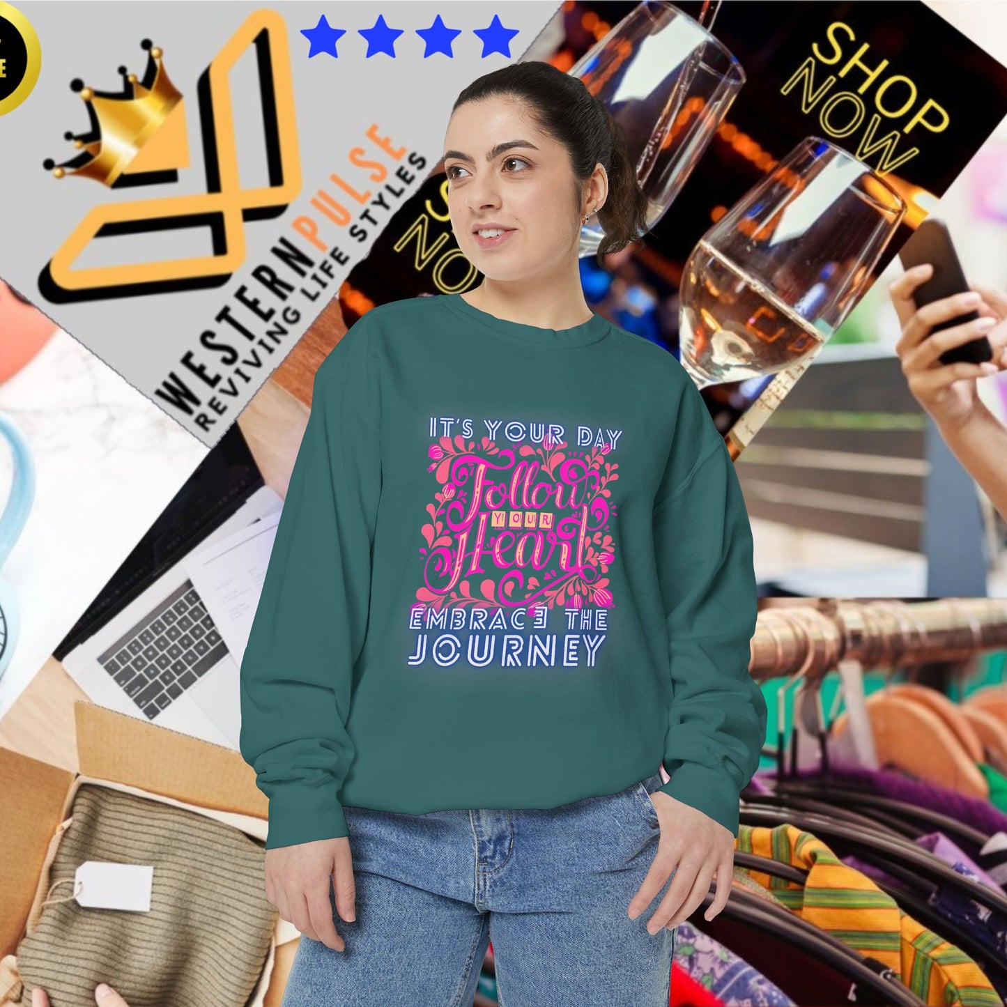 Unisex Garment-Dyed Sweatshirt_ N3+ Series UGDSS PT2WW001_ WesternWaves Limited Edition: