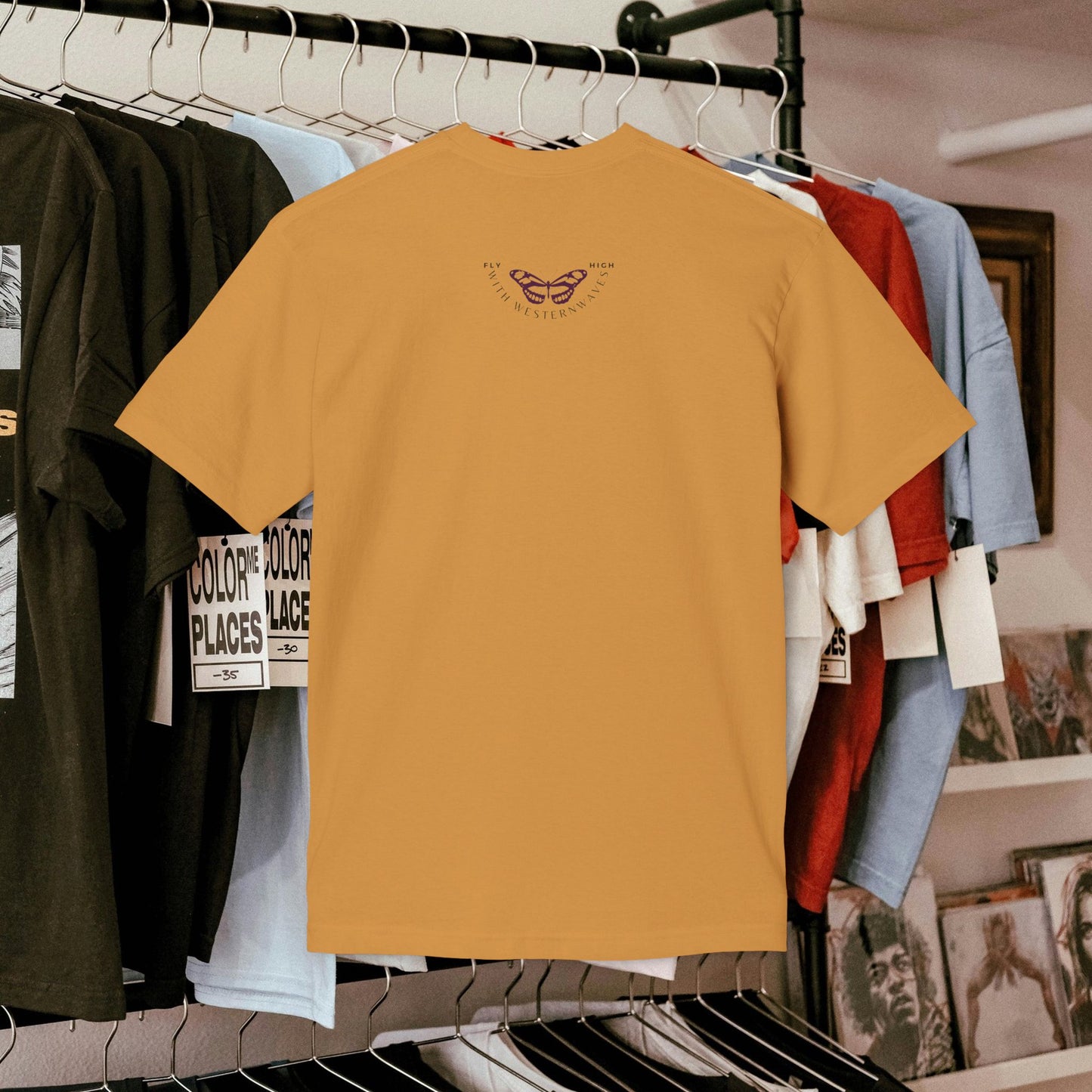 Unisex Midweight T-shirt, Made in USA_ N+ Series UMTS PT2WW007_ Limited Edition Design by WesternWaves: