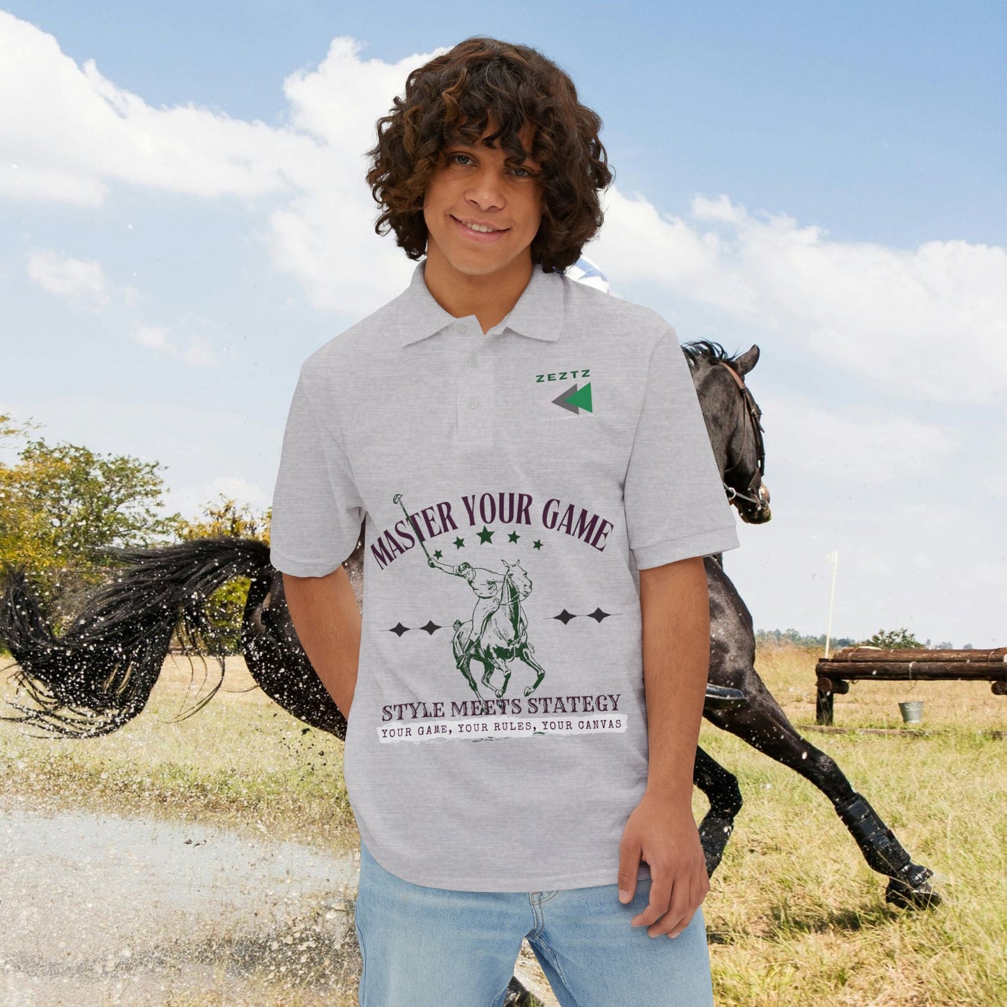 Men's Piqué Polo Classic Shirt – N2 Series MPPOLOCS PT2WW003_ Limited Edition Timeless Elegance of ‘Zeztz' Sports Brand by WesternWaves:
