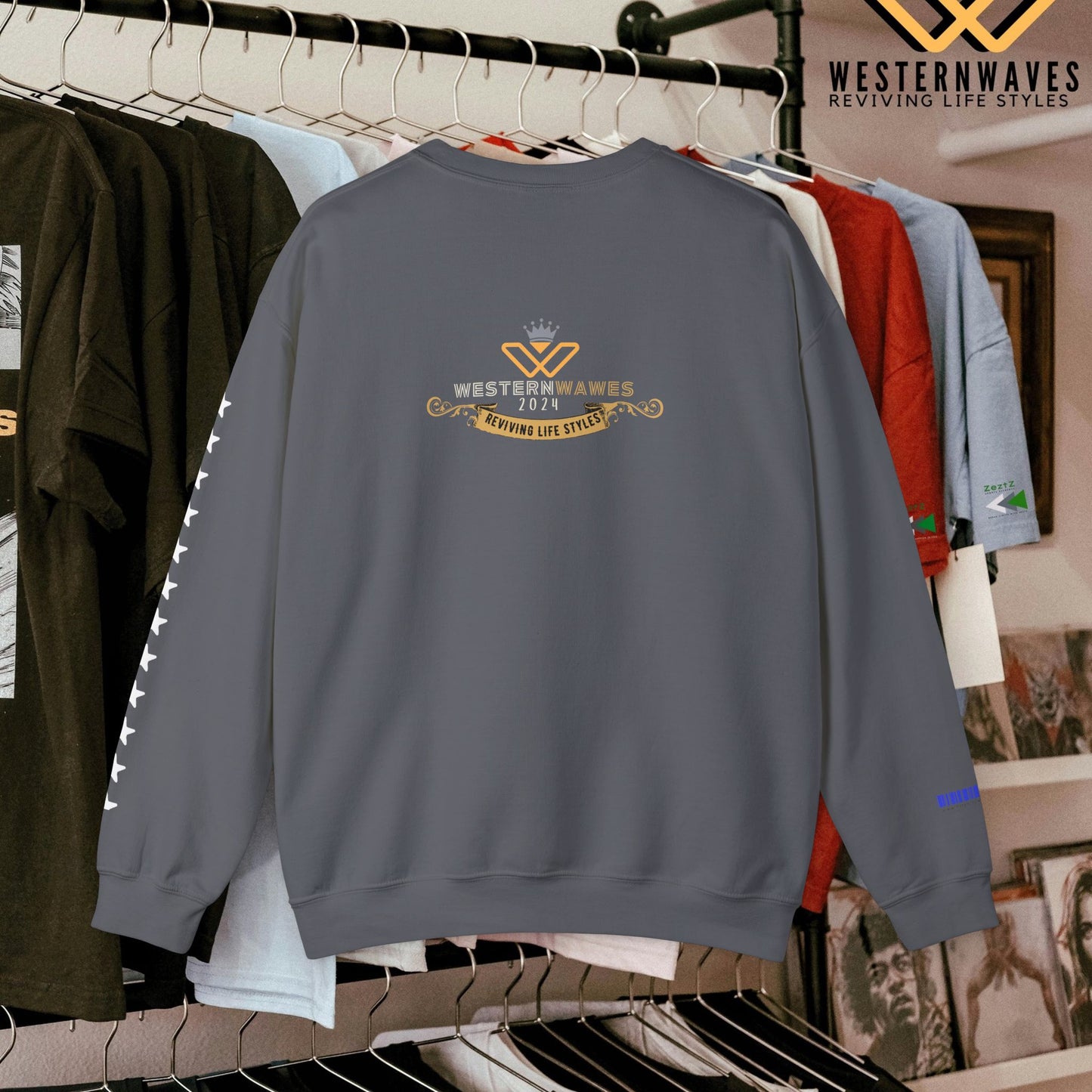 Unisex Heavy Blend™ Crewneck Sweatshirt_ N3+ Series UHBCSS PT2WV011_ Limited Edition Pure Luxury by WesternWaves: