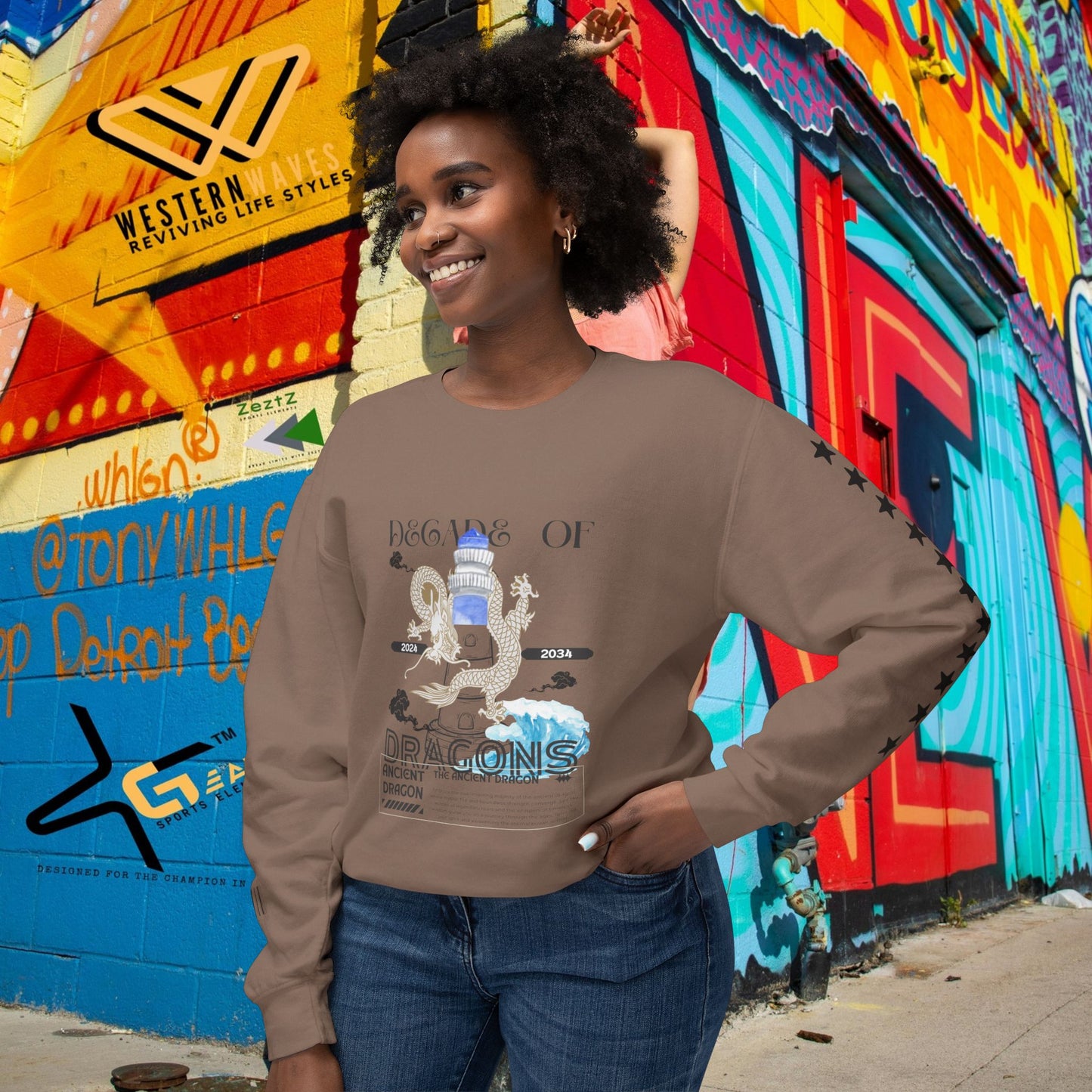 Unisex Lightweight Crewneck Sweatshirt_ N3+ Series ULWCSS PT2WW013_ Limited Edition Conscious Fashion Collaboration by WesternWaves: