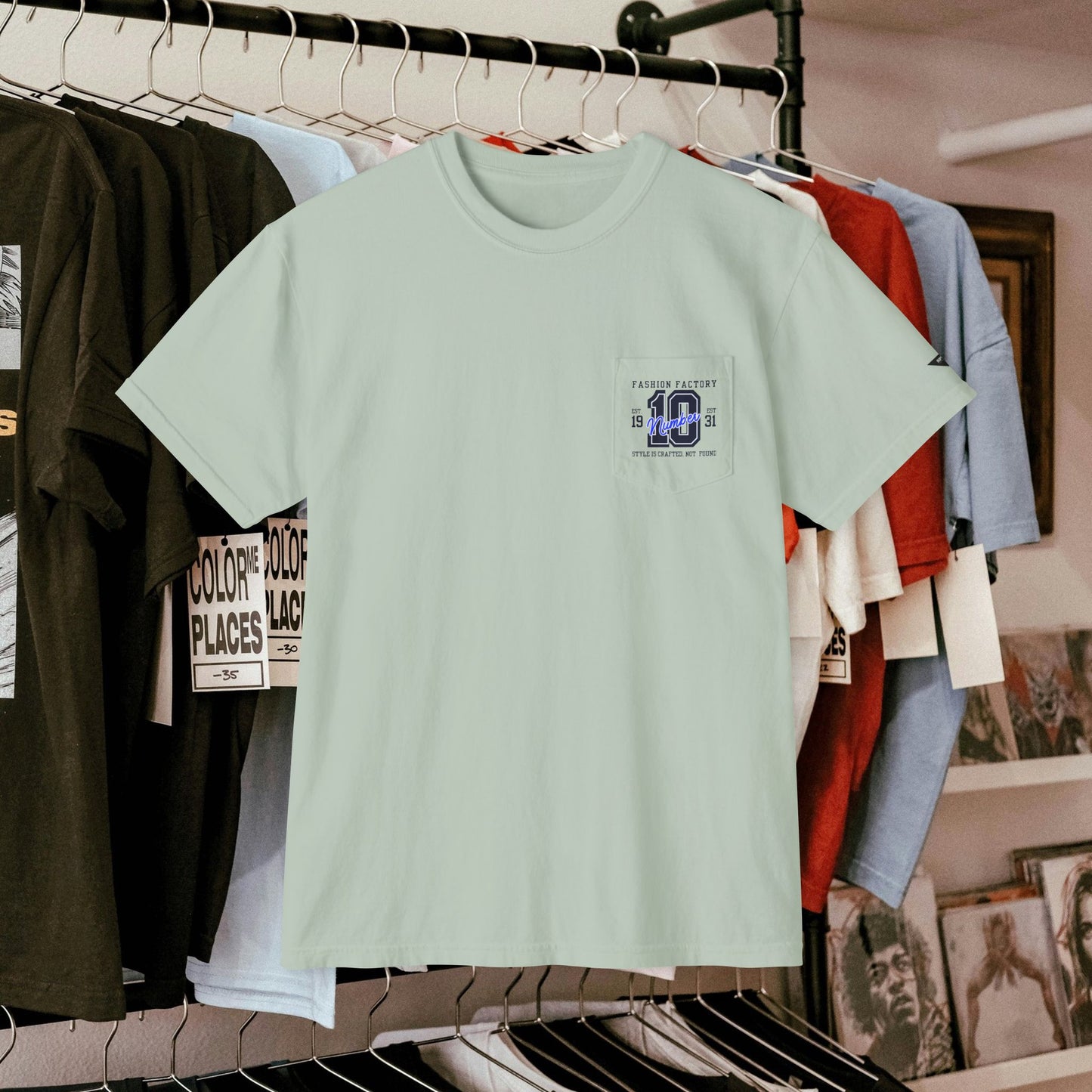 Unisex Garment-Dyed Pocket T-Shirt_ N3+ Series USGDPTS PT2WW001_ Limited Edition Raw Classic by WesternWaves: