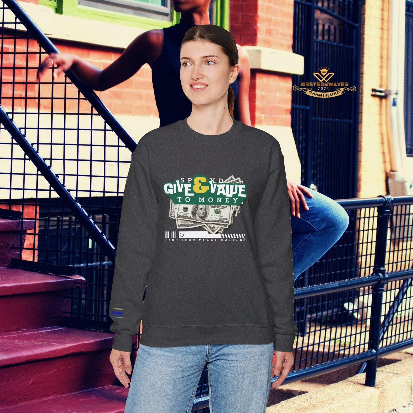 Unisex Heavy Blend™ Crewneck Sweatshirt_ N2+ Series UHBCSS PT2WW037_ Limited Edition Pure Luxury By WesternWaves: