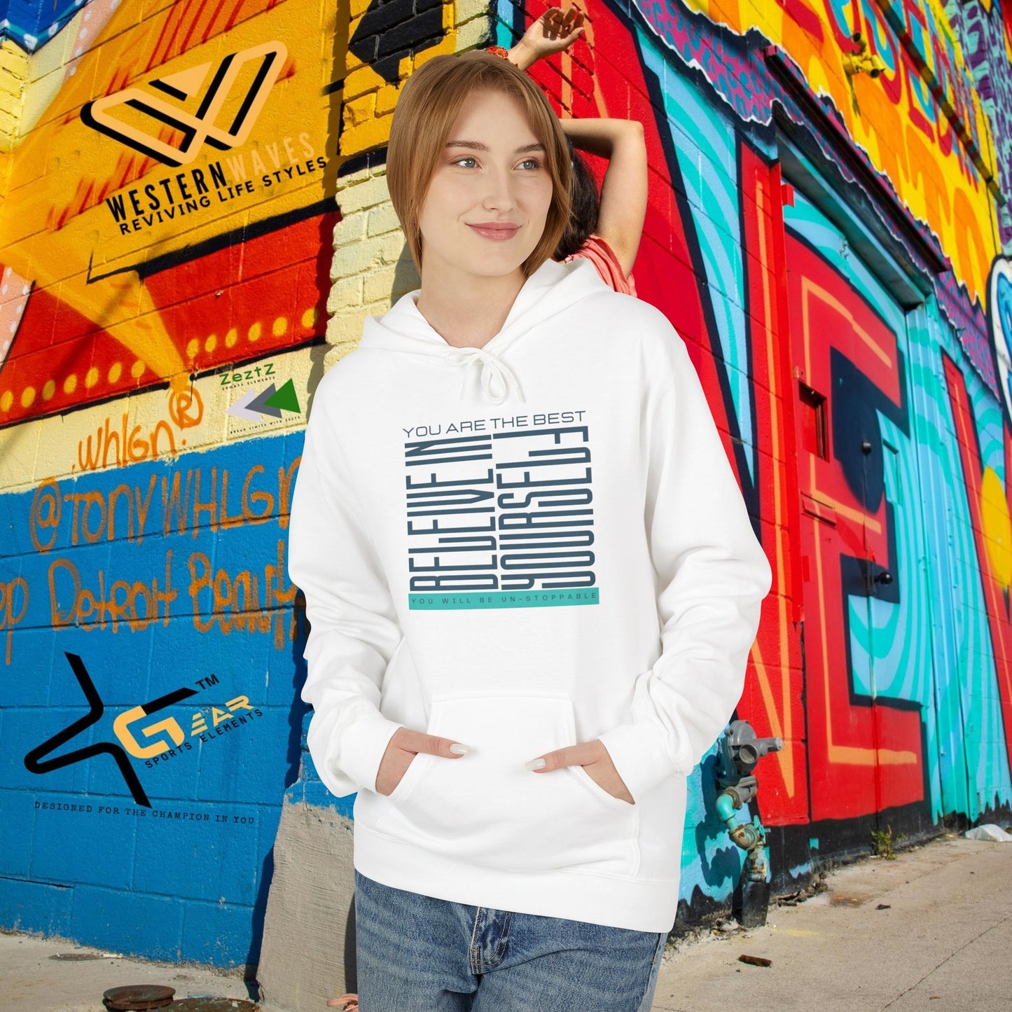 Unisex Midweight Softstyle Fleece Hoodie_ N2+ Series SMWSSFH PT2WW005_Limited Edition Luxuriously Soft 100% Cotton Face by WesternWaves: