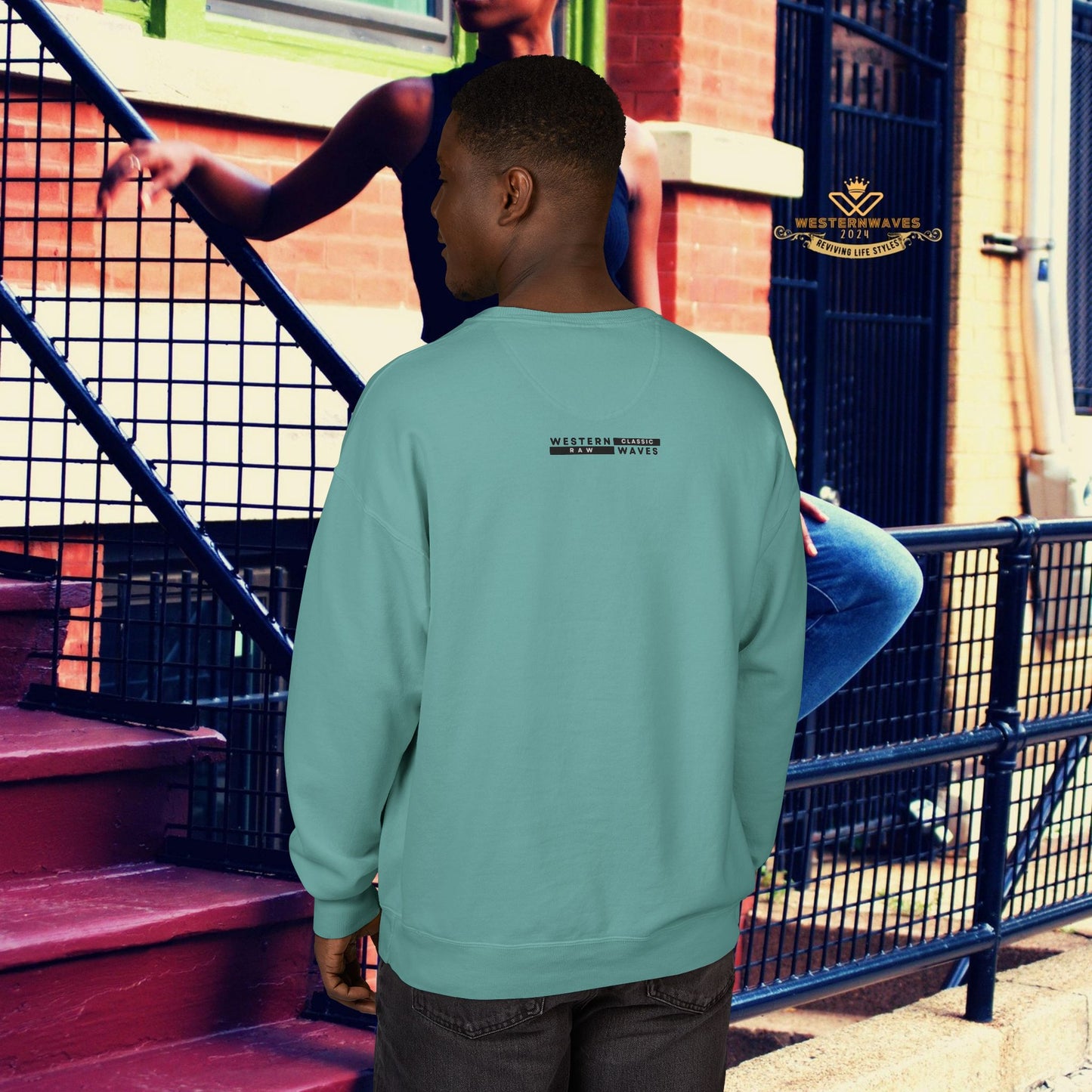 Unisex ComfortWash® Garment Dyed Crewneck Sweatshirt_ N7* Series USCGDCNSS PT2WW001_ Limited Edition Comfort & Retro Flair by WesternWaves: