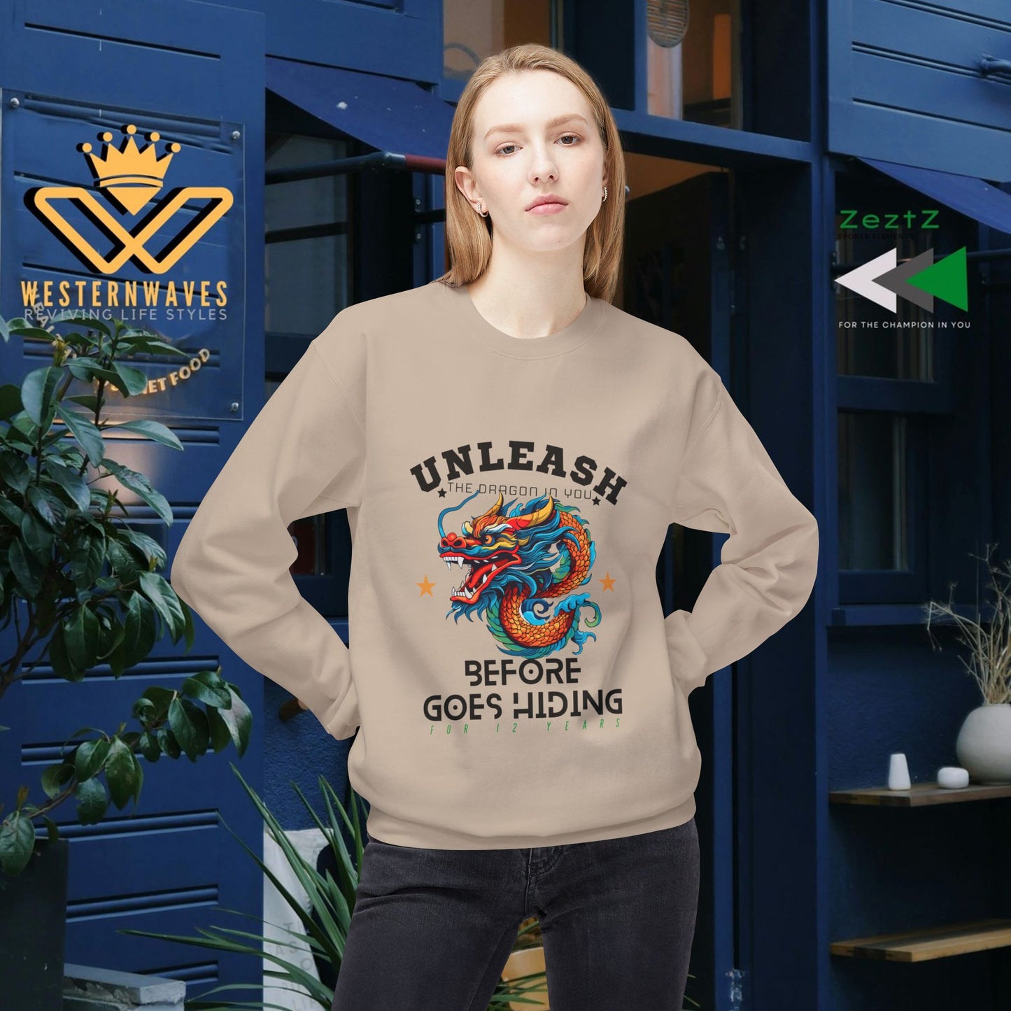 Unisex Midweight Softstyle Fleece Crewneck Sweatshirt_ N3+ Series USMWSSFCNSS PT2WW001_ Limited Edition Stylish Eco-conscious Raw Classic by WesternWaves:
