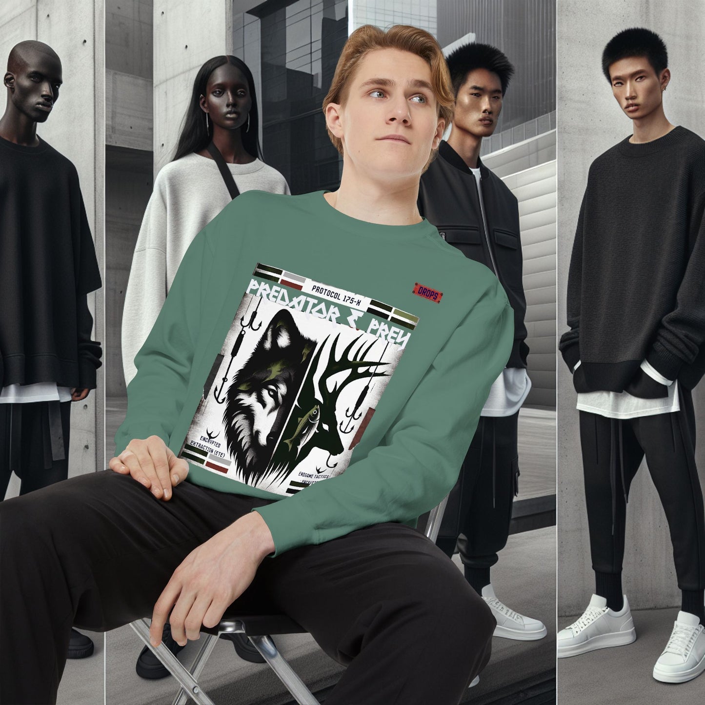 Predator & Prey Sweatshirt_ 03 Sep 2025_ Cozy Unisex Pullover, Nature Lover Apparel, Gifts for Wildlife Enthusiasts, Fall Fashion Layer