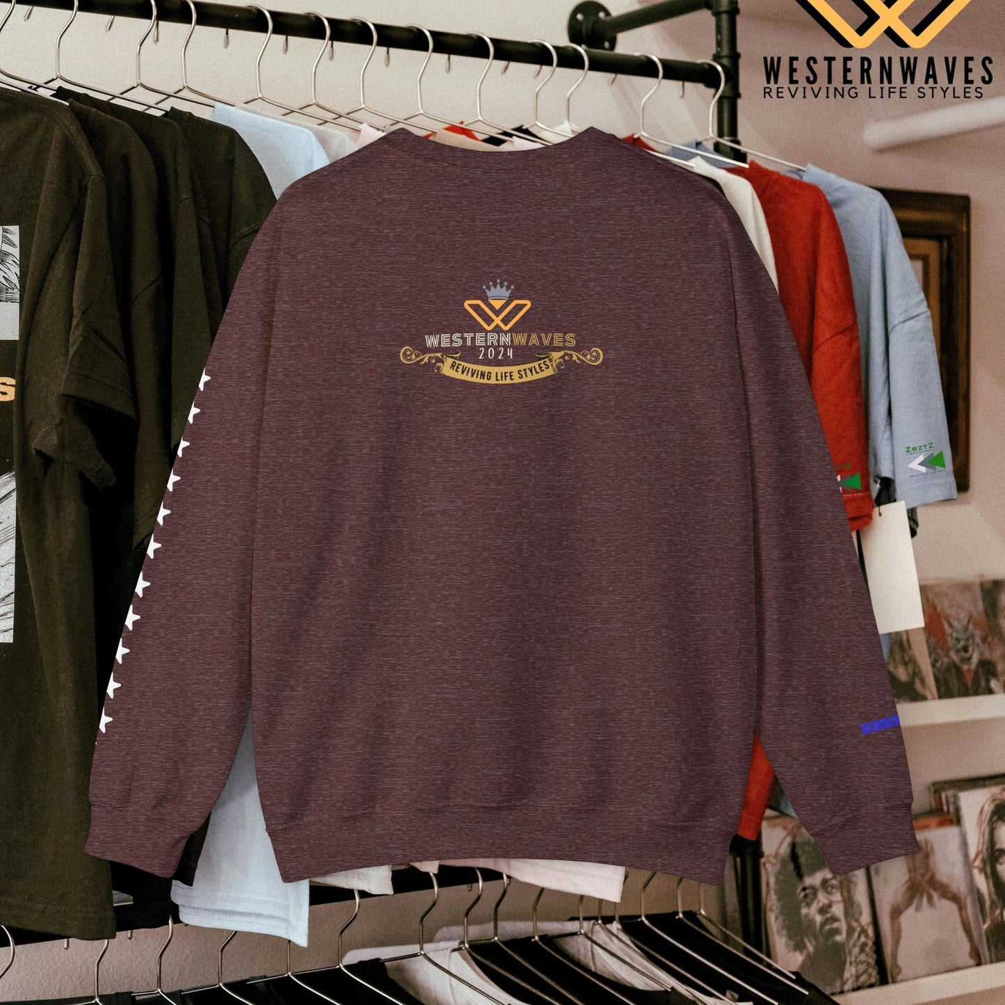 Unisex Heavy Blend™ Crewneck Sweatshirt_ N3+ Series UHBCSS PT2WW005_ Limited Edition Pure Luxury By WesternWaves: