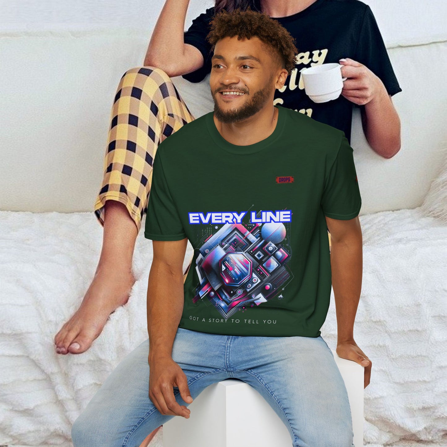 Every Line Graphic Unisex Softstyle T-Shirt | Retro Art Tee, Casual Wear, Gift for Art Lovers, Streetwear, Everyday Style