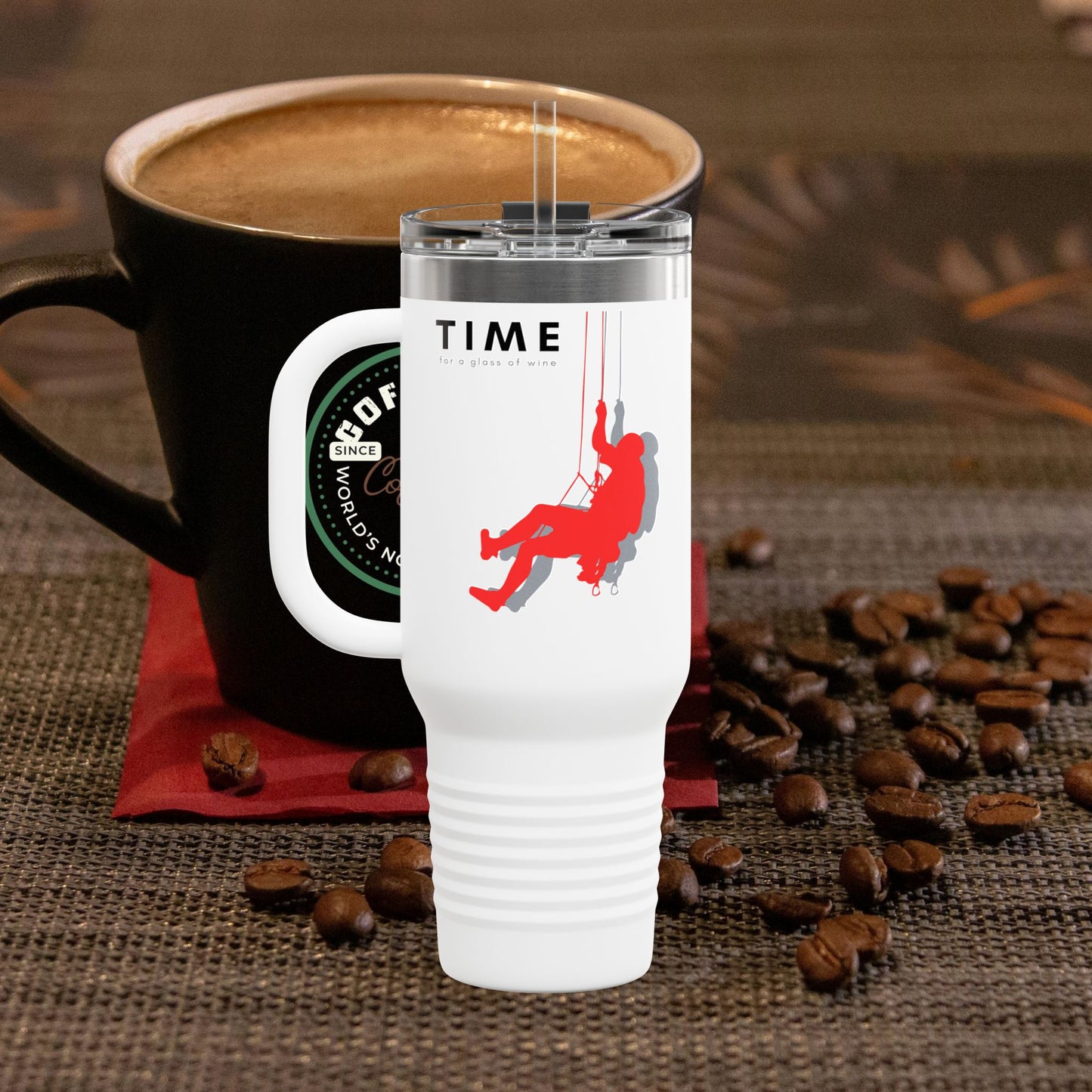 Adventure Insulated Travel Mug_ 40oz with Time & Freedom Design_ N7+ Series AITMUG PT2WW001_ Limited Edition by WesternWaves: