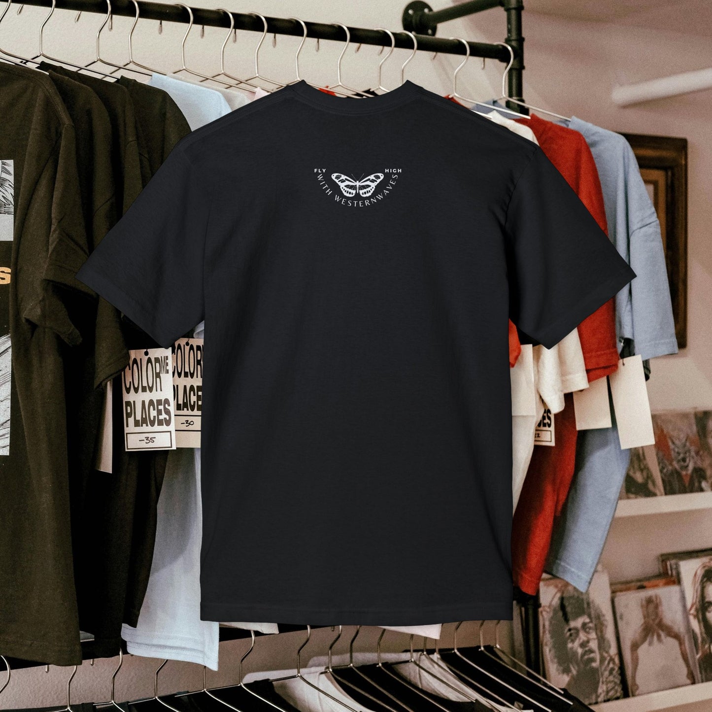 Unisex Midweight T-shirt, Made in USA_ N+ Series UMTS PT2WW007_ Limited Edition Design by WesternWaves: