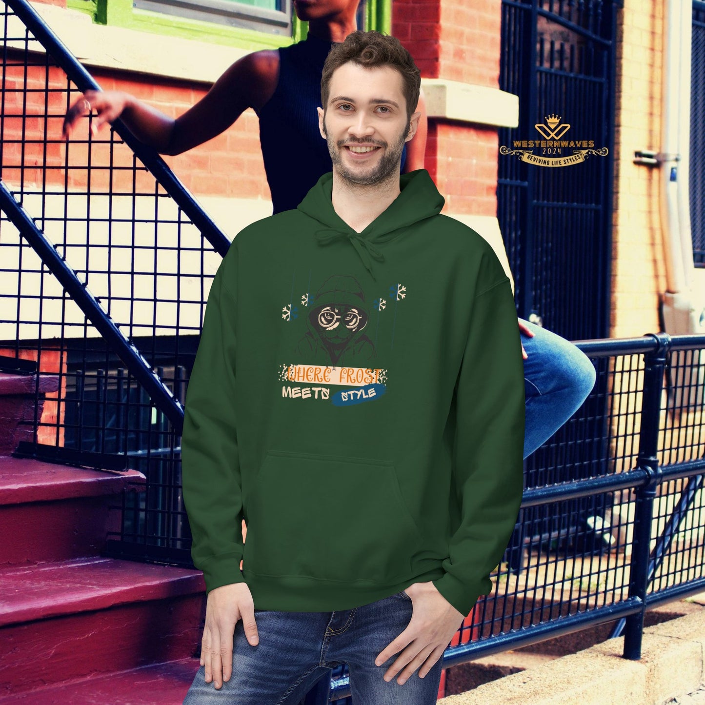 Unisex Midweight Softstyle Fleece Hoodie_ N3+ Series USMWSSFH PT2WW002_ Limited Edition Luxuriously Soft 100% Cotton Face by WesternWaves: