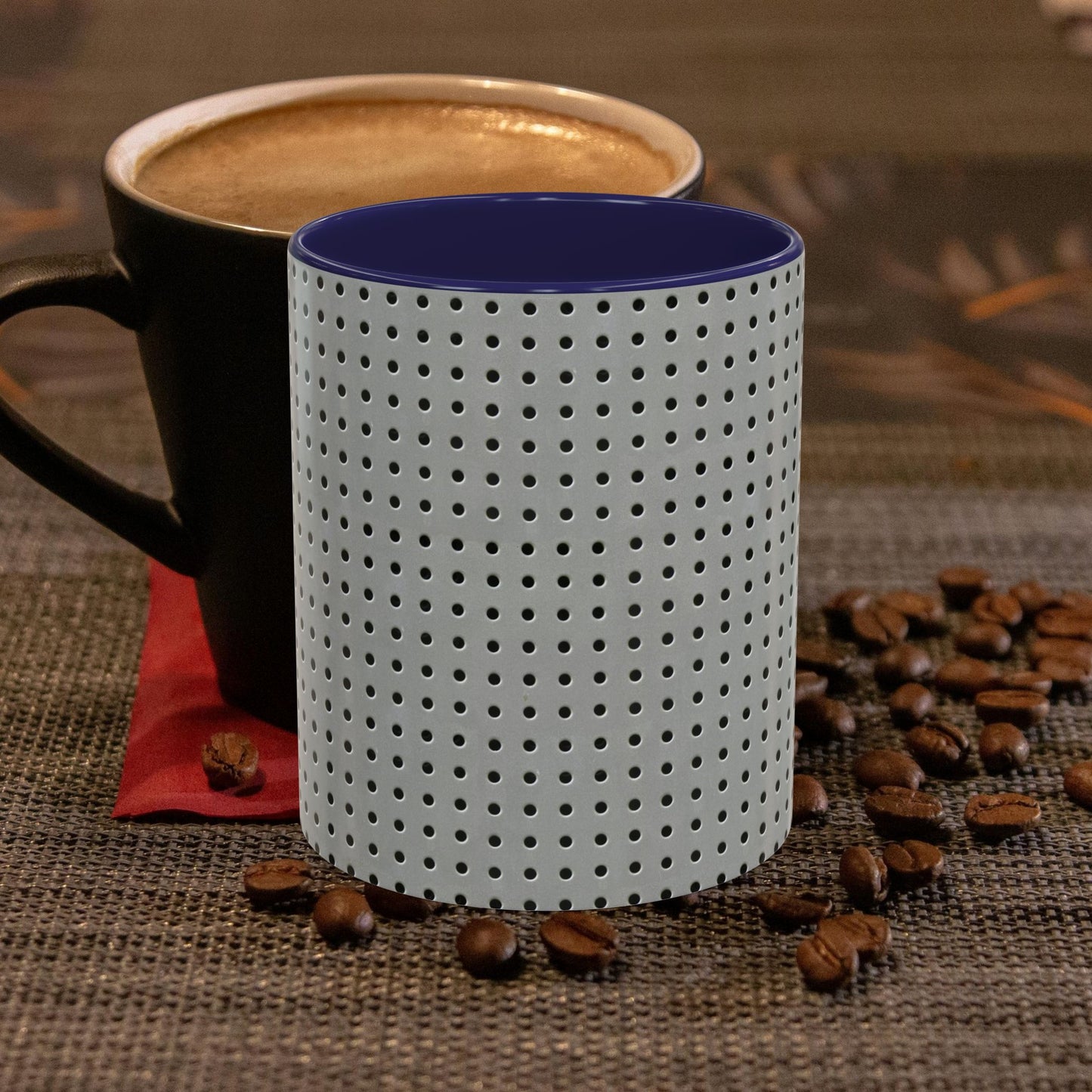 Two Tone Accent Coffee Mug 11oz_ N7+ Series ACMUG11OZ PT2WW001_ Limited Edition Stylish Perforated Design by WesternWaves: