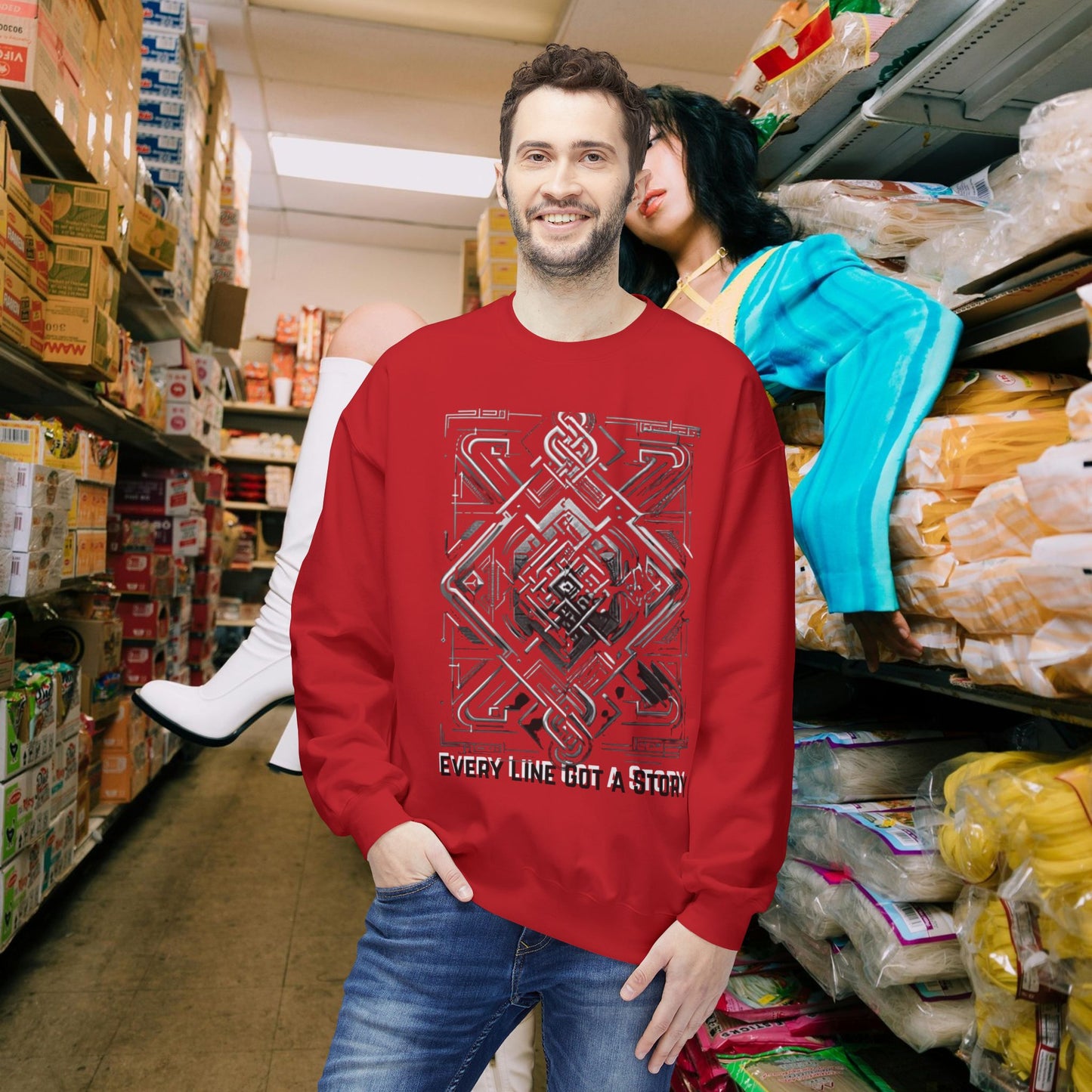 Every Line Got A Story Sweatshirt | Unisex Fleece Crewneck, Cozy Pullover, Artistic Gift, Casual Layer, Everyday Wear