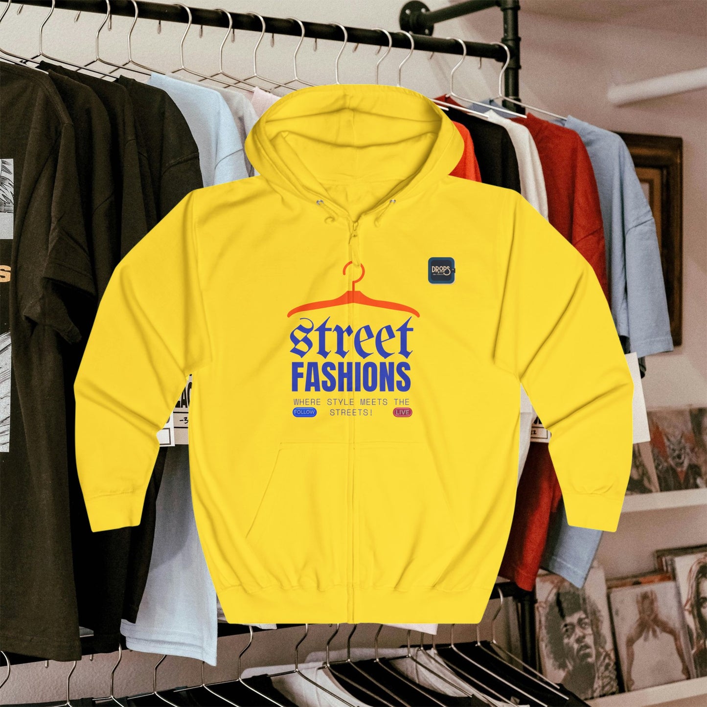 Unisex Full Zip Hoodie_ N7+ Series USFZHOODIE PT2WW002_ Limited Edition Street Fashions by WesternWaves:
