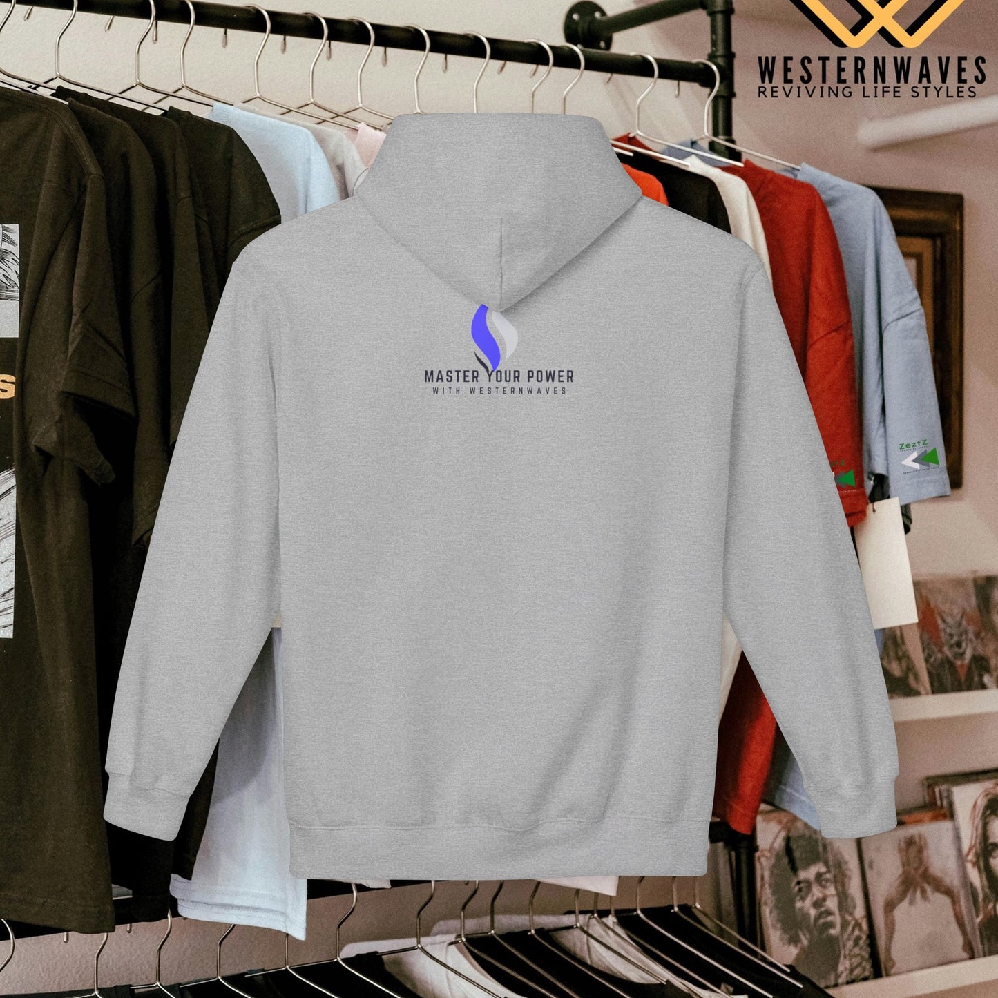 Unisex Midweight Softstyle Fleece Hoodie_ N3+ Series USMWSSFH PT2WW006_ Limited Edition Luxuriously Soft 100% Cotton Face by WesternWaves: