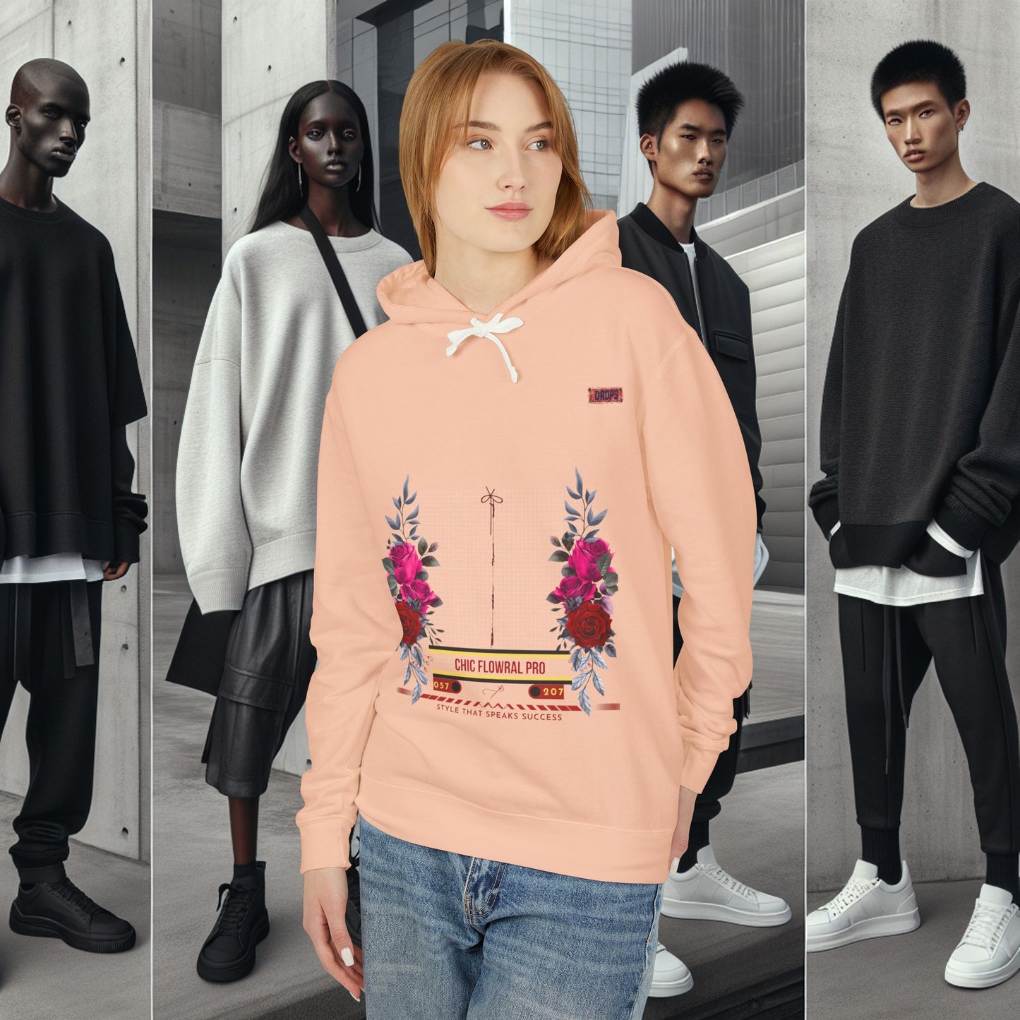 Lightweight Hooded Sweatshirt_ Series UWD 053_ Limited Edition Floral Streetwear by WesternWaves: