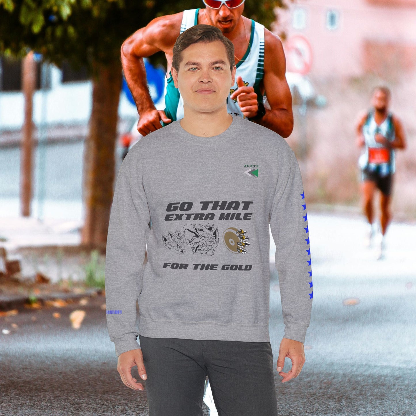 Unisex Heavy Blend™ Crewneck Sweatshirt_ N2 Sports Series UHBCSS PT2WW005_ Limited Edition ‘Zeztz’ Brand Sports Elements by WesternWaves: