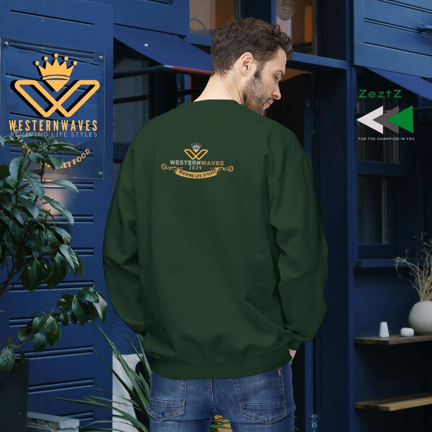 Unisex Midweight Fleece Crewneck Sweatshirt_ N3+ Series UXMWFCS PT2WW015_ WesternWaves Signature Limited Edition: