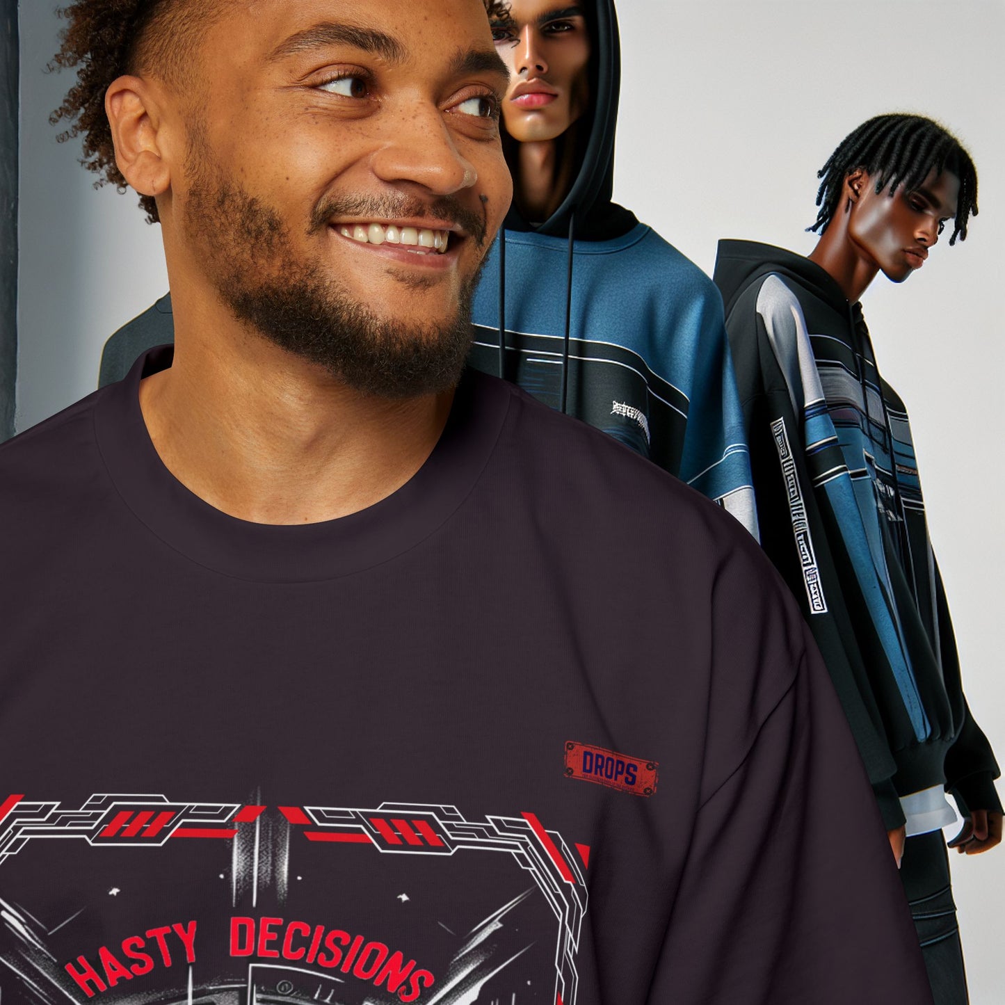Men's Oversized Graphic Tee_ Series N8+ MENSOSGTEE PT2WW001_ Series SHD 008_ Limited Edition Unique Casual Wear by WesternWaves: