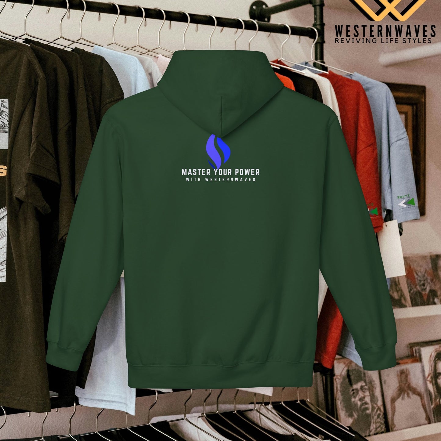Unisex Midweight Softstyle Fleece Hoodie_ N3+ Series USMWSSFH PT2WW004_ Limited Edition Luxuriously Soft 100% Cotton Face by WesternWaves:
