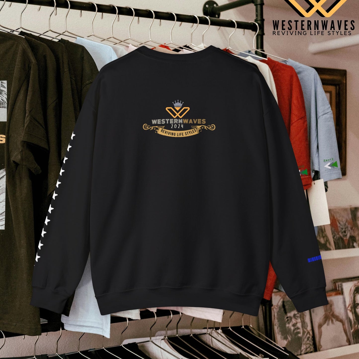 Unisex Heavy Blend™ Crewneck Sweatshirt_ N3+ Series UHBCSS PT2WW005_ Limited Edition Pure Luxury By WesternWaves: