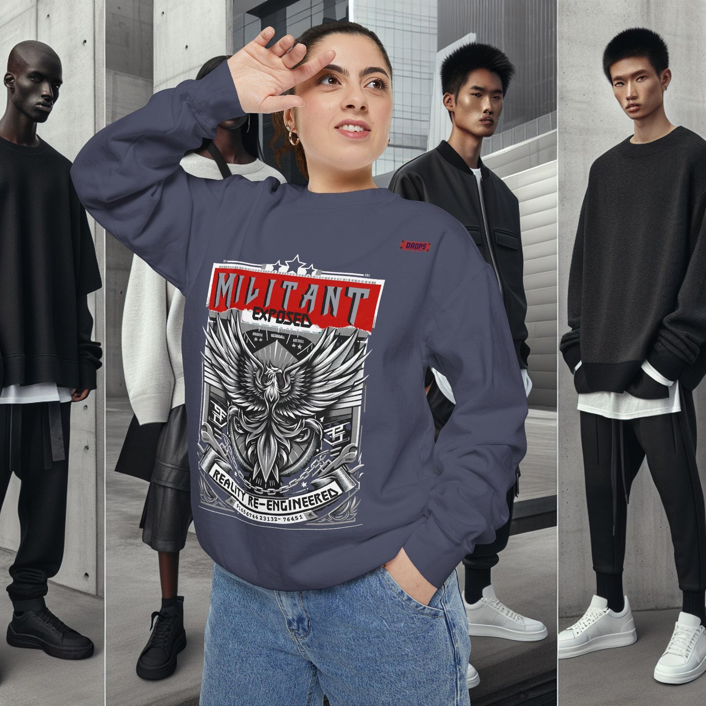 Unisex Garment-Dyed Sweatshirt_ N8+ Series SPW USMWSSFCNSS PT2WW001_ Limited Edition by WesternWaves:
