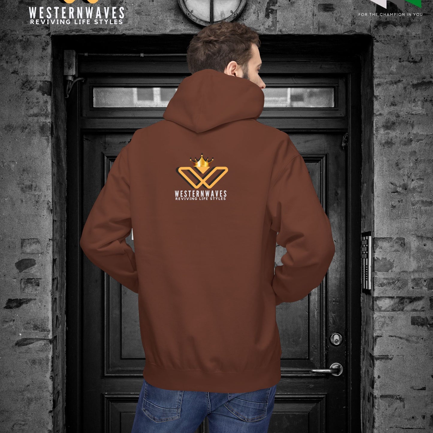 Unisex Midweight Softstyle Fleece Hoodie_ N3+ Series USMWSSFH PT2WW009_ Limited Edition Luxuriously Soft 100% Cotton Face by WesternWaves: