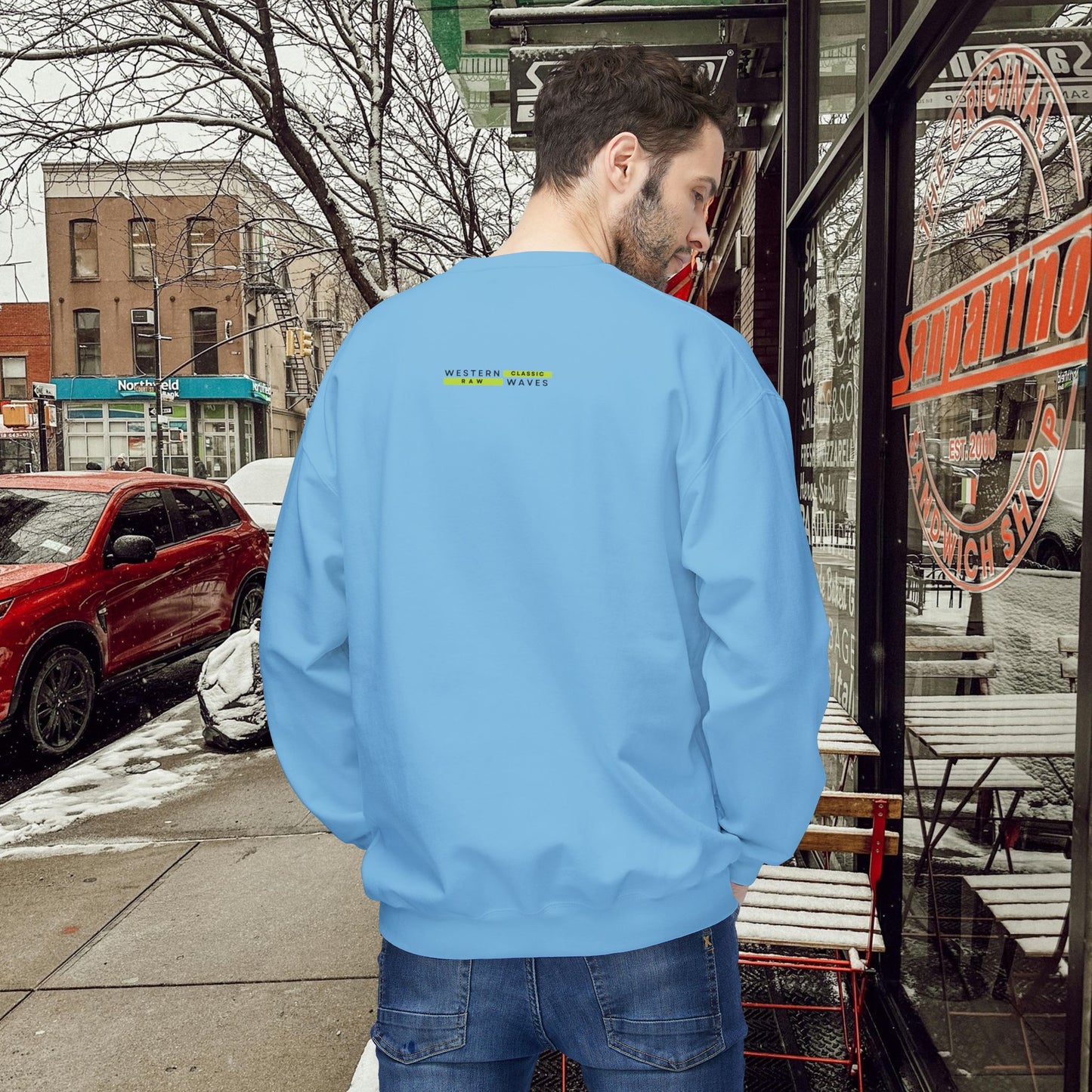 Unisex Midweight Softstyle Fleece Crewneck Sweatshirt_ N2+ Series USMWSSFCNSS PT2WW009_ Limited Edition Stylish Eco-conscious Raw Classic by WesternWaves: