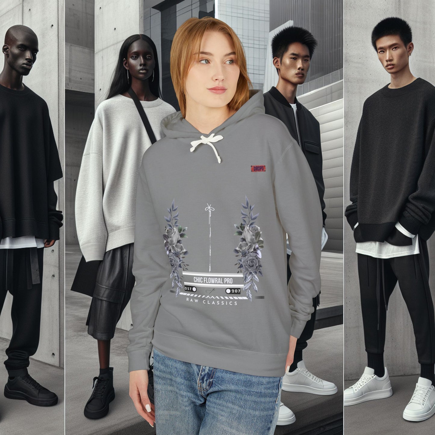 Lightweight Hooded Sweatshirt_ Series UWD 053_ Limited Edition Floral Streetwear by WesternWaves:
