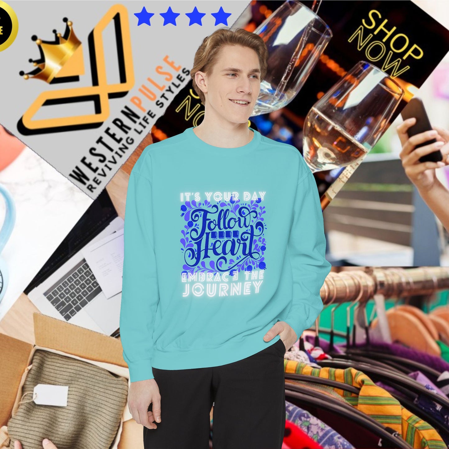 Unisex Garment-Dyed Sweatshirt_ N3+ Series UGDSS PT2WW002_ Limited Edition by WesternWaves_