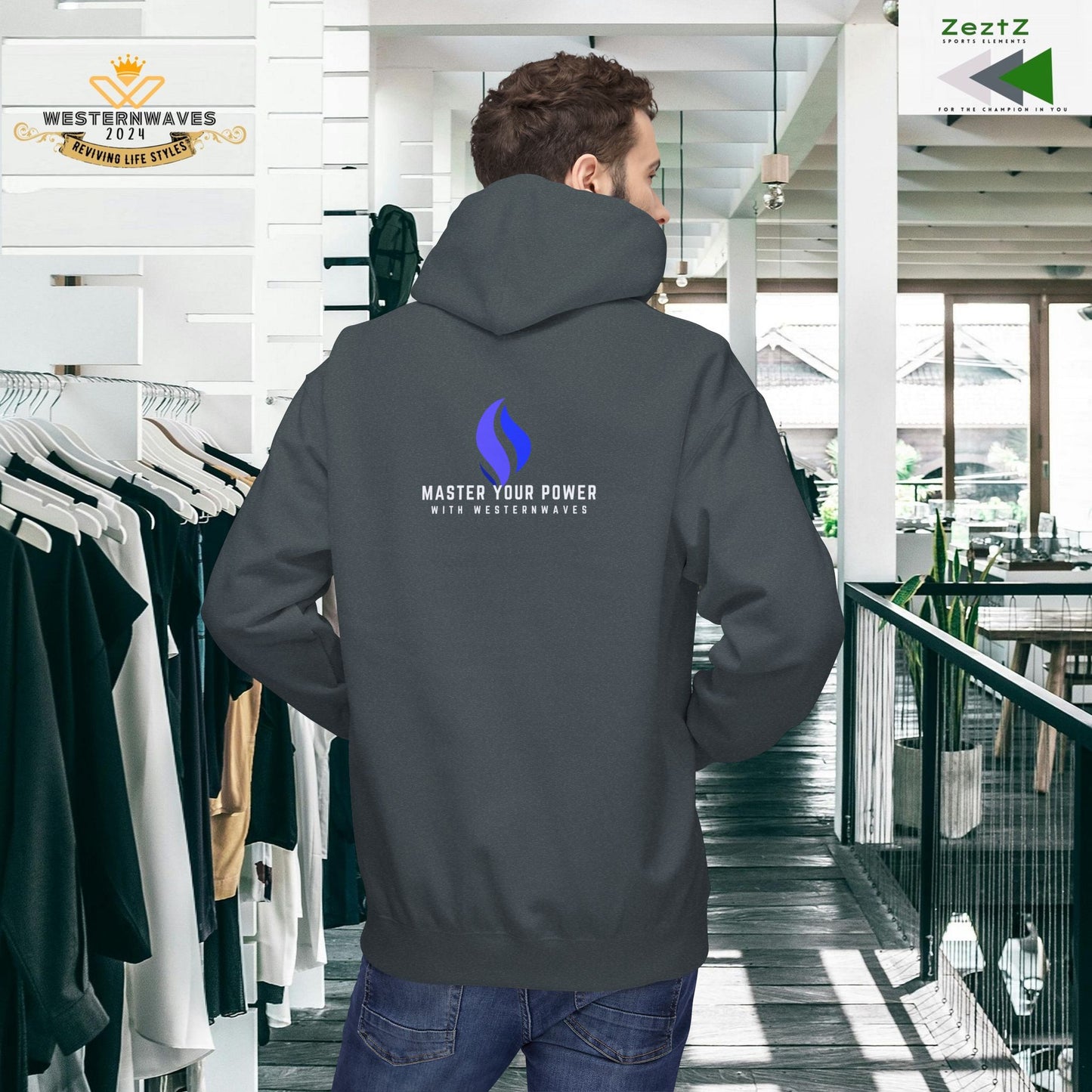 Unisex Midweight Softstyle Fleece Hoodie_ N3+ Series USMWSSFH PT2WW004_ Limited Edition Luxuriously Soft 100% Cotton Face by WesternWaves: