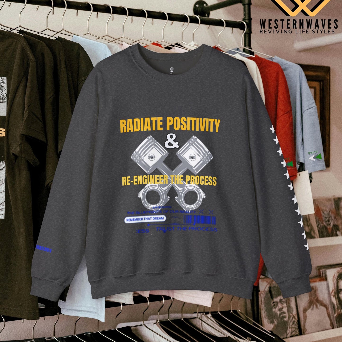 Unisex Heavy Blend™ Crewneck Sweatshirt_ N3+ Series UHBCSS PT2WW005_ Limited Edition Pure Luxury By WesternWaves: