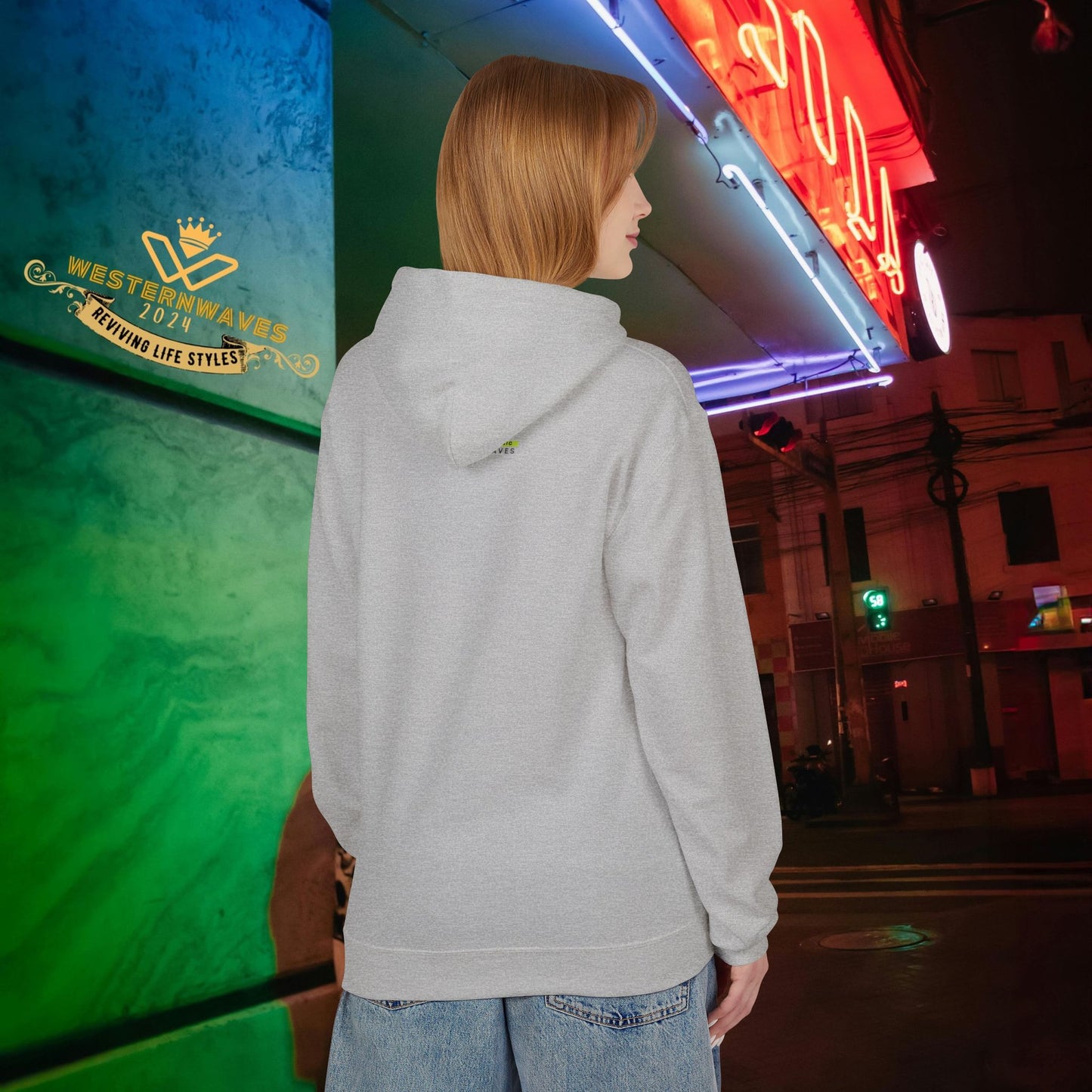 Unisex Midweight Softstyle Fleece Hoodie_ N3+ Series USMWSSFH PT2WW001_ Limited Edition Luxuriously Soft 100% Cotton Face by WesternWaves: