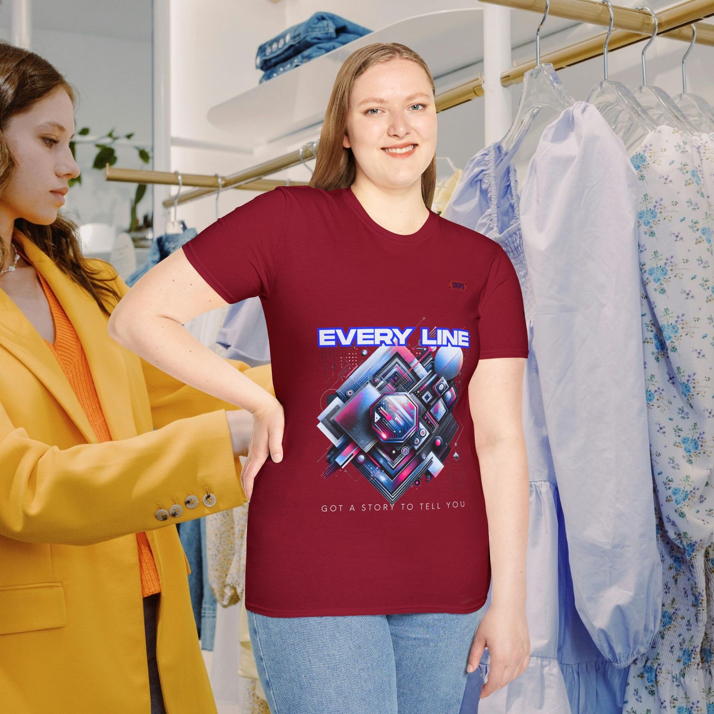 Every Line Graphic Unisex Softstyle T-Shirt | Retro Art Tee, Casual Wear, Gift for Art Lovers, Streetwear, Everyday Style