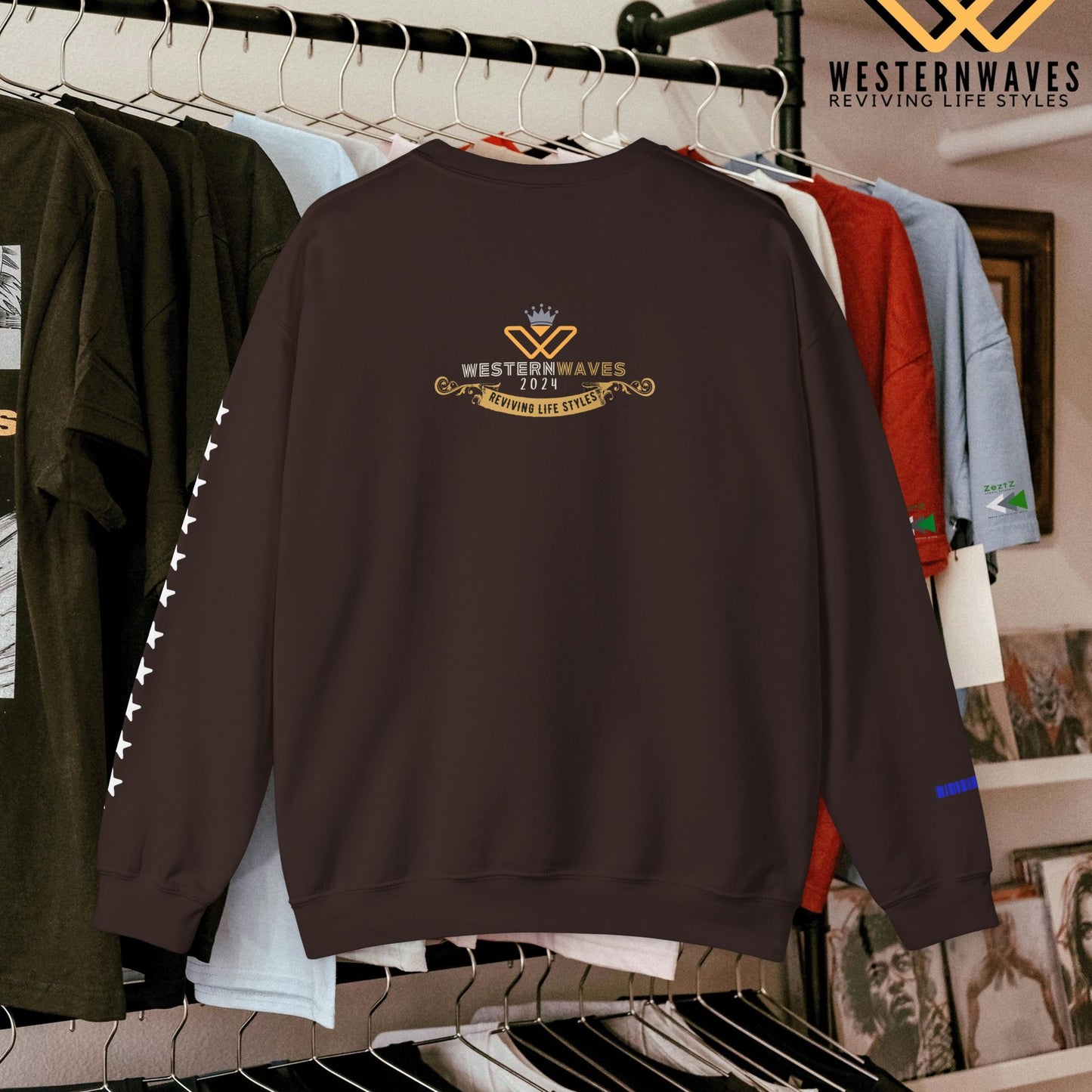 Unisex Heavy Blend™ Crewneck Sweatshirt_ N3+ Series UHBCSS PT2WW005_ Limited Edition Pure Luxury By WesternWaves: