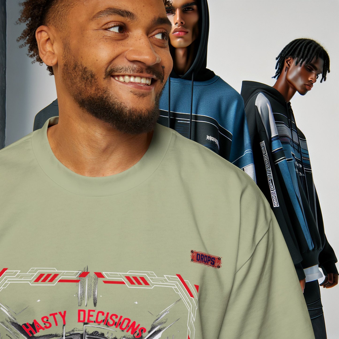 Men's Oversized Graphic Tee_ Series N8+ MENSOSGTEE PT2WW001_ Series SHD 008_ Limited Edition Unique Casual Wear by WesternWaves: