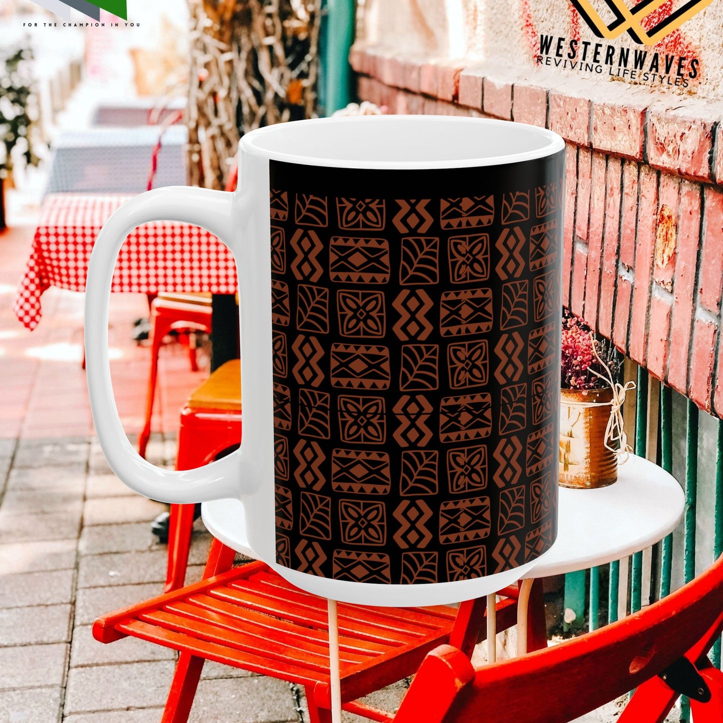 Ceramic Mug 11oz & 15oz_ N7* Series CMUG11OZ&15OZ PT2WW001_ Limited Edition Tribal Pattern Coffee Mug by WestenWaves:
