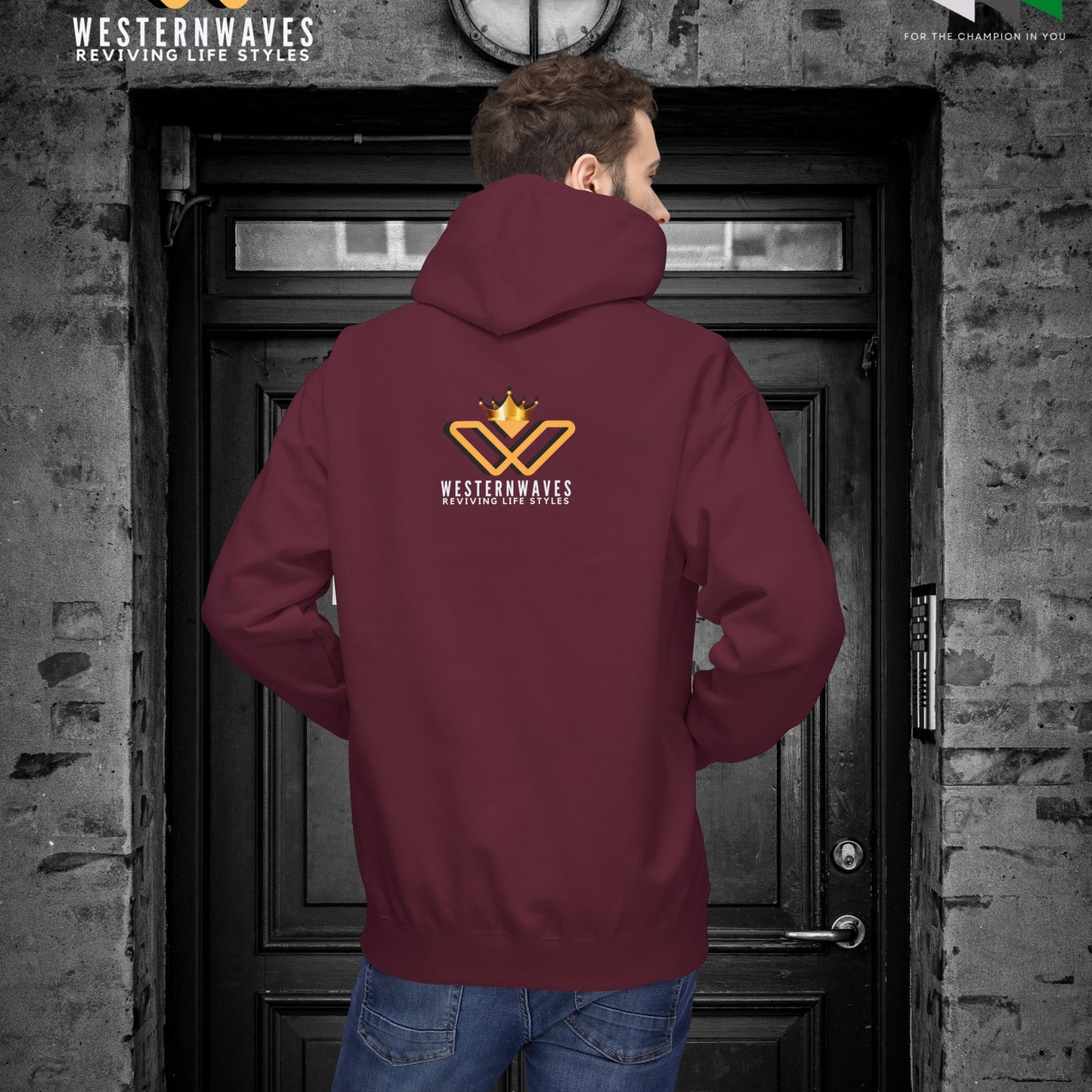 Unisex Midweight Softstyle Fleece Hoodie_ N3+ Series USMWSSFH PT2WW009_ Limited Edition Luxuriously Soft 100% Cotton Face by WesternWaves:
