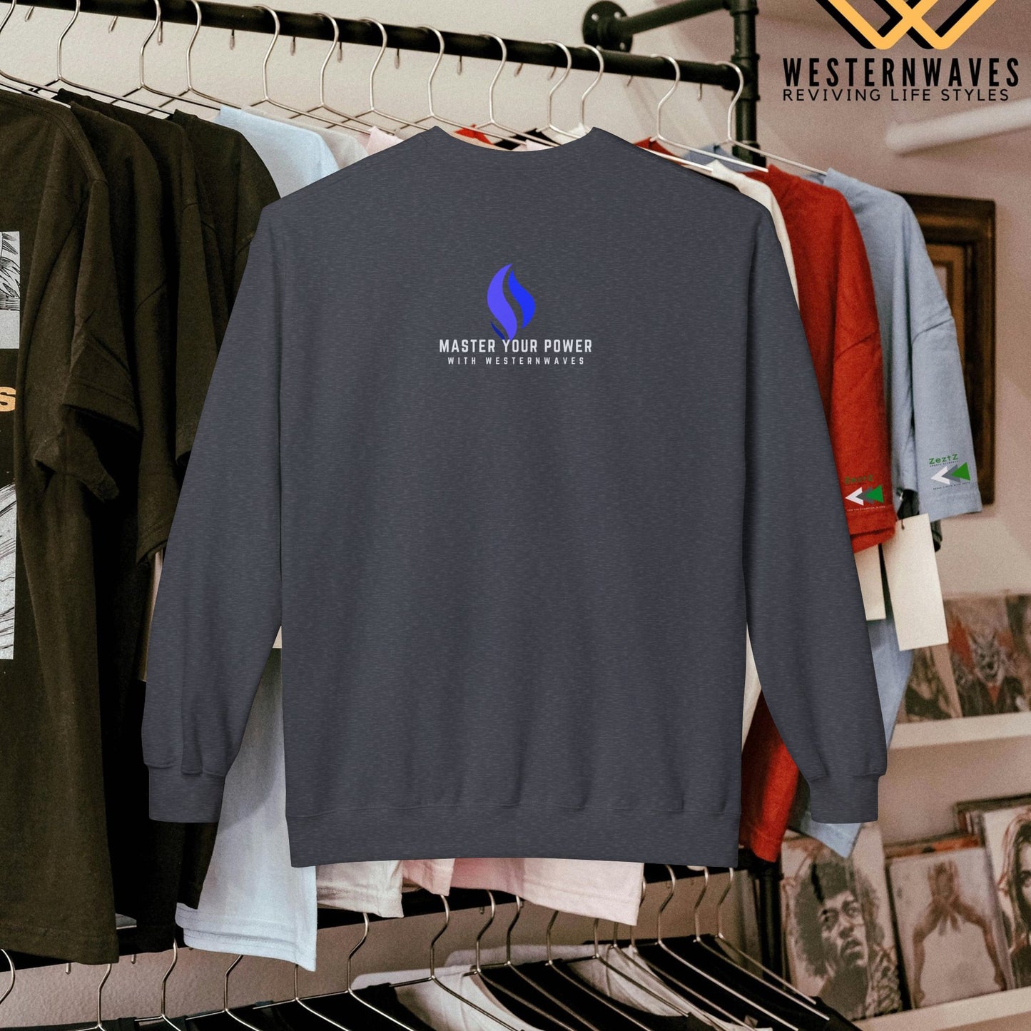 Softstyle Fleece Crewneck Sweatshirt_ N3+ Series SSFCNSS PT2WW001_ Limited Edition Comfort, Durabile & Sustainable Fashion Raw Classic by WesternWaves: