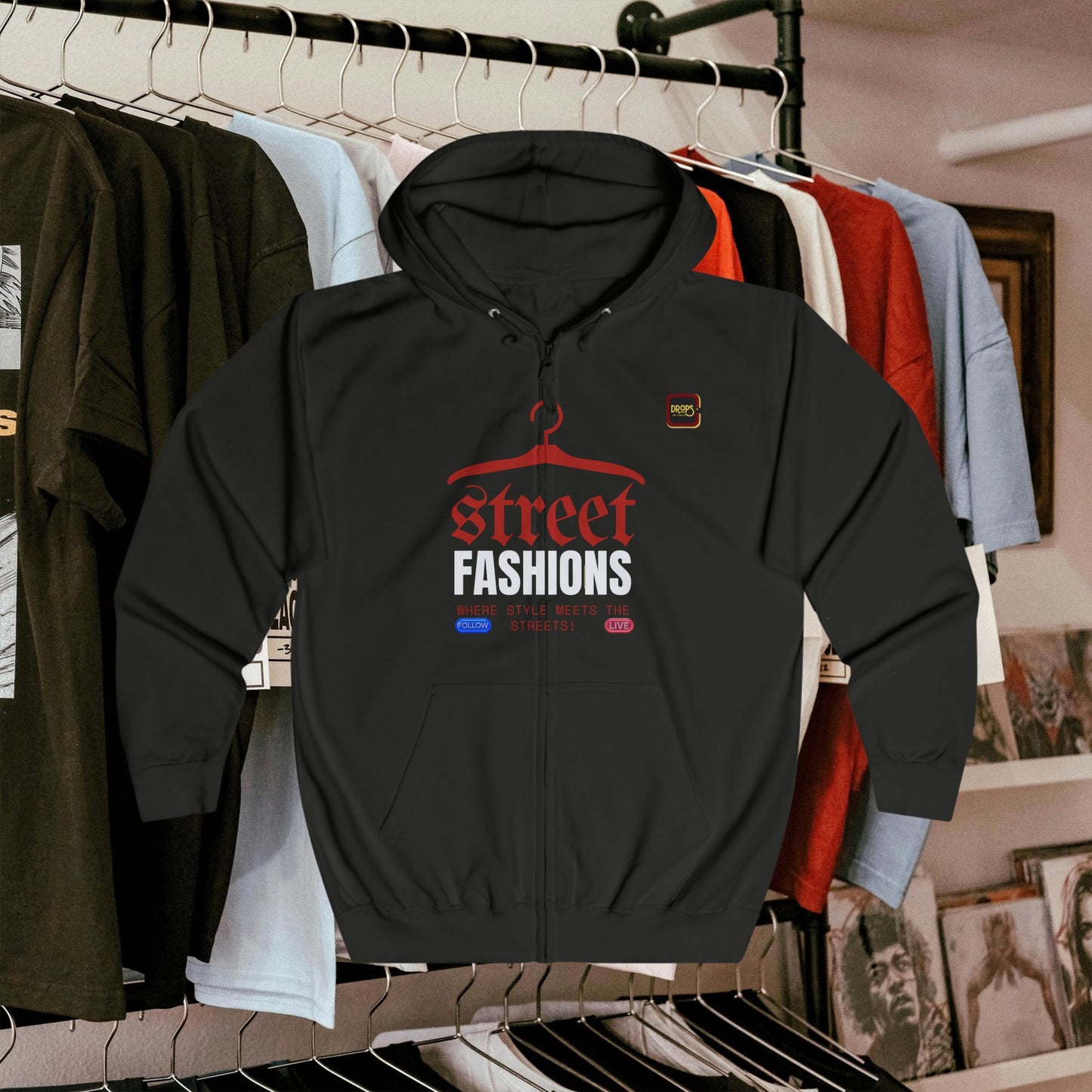Unisex Full Zip Hoodie_ N7+ Series USFZHOODIE PT2WW002_ Limited Edition Street Fashions by WesternWaves: