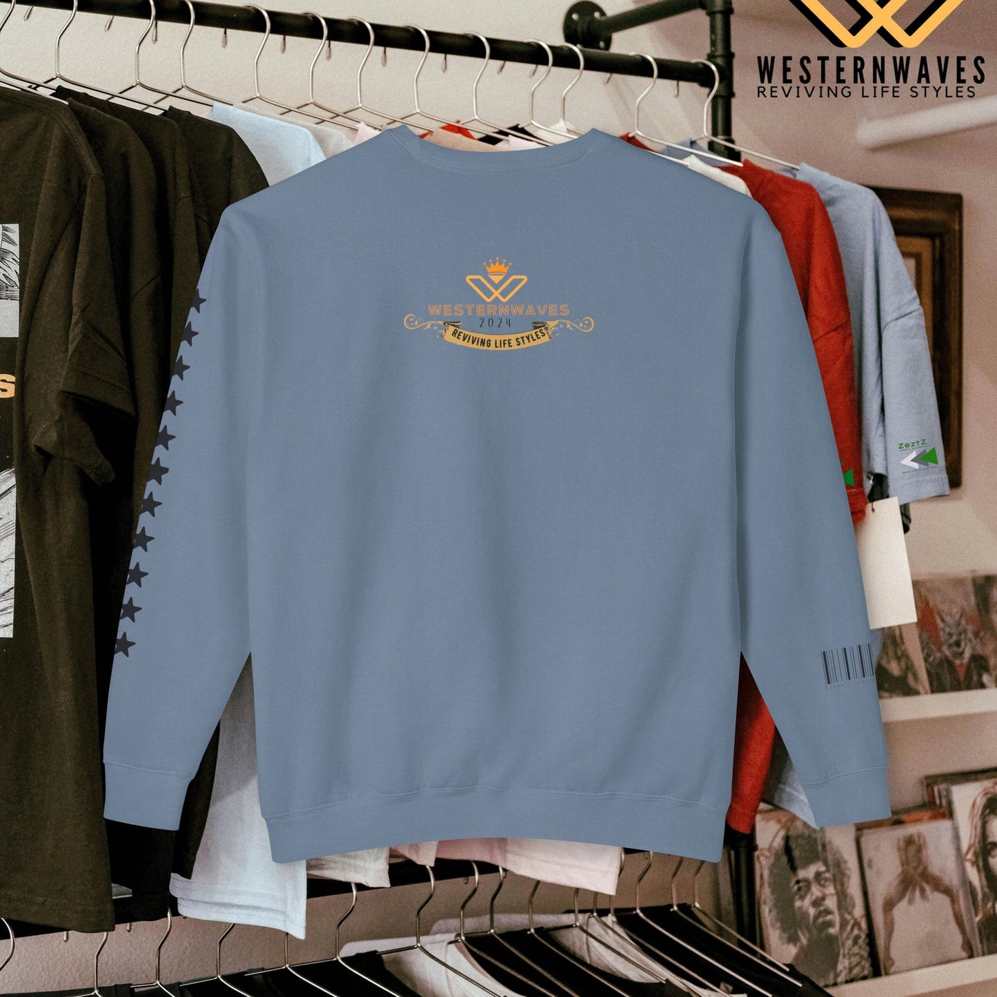 Unisex Lightweight Crewneck Sweatshirt_ N3+ Series ULWCSS PT2WW013_ Limited Edition Conscious Fashion Collaboration by WesternWaves: