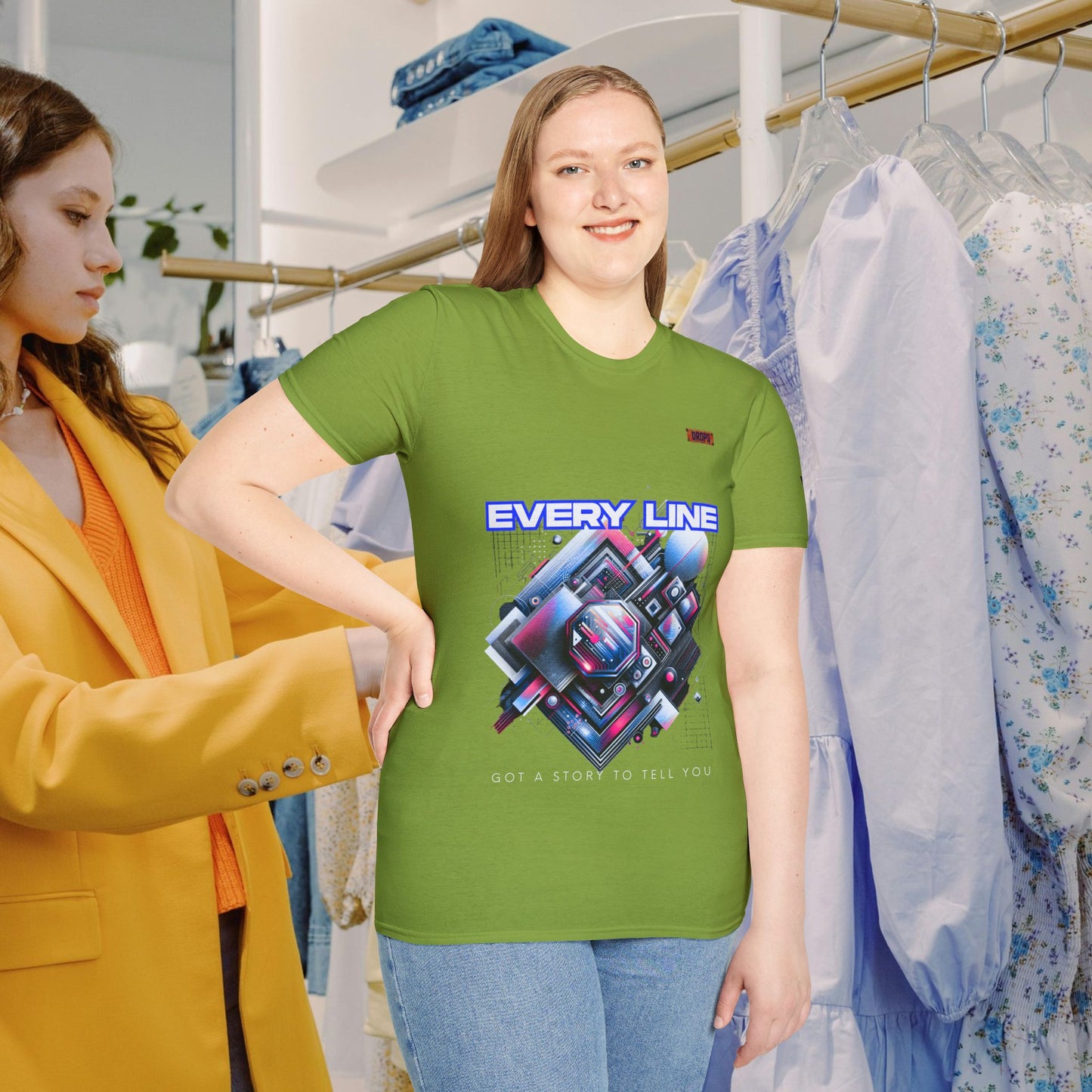 Every Line Graphic Unisex Softstyle T-Shirt | Retro Art Tee, Casual Wear, Gift for Art Lovers, Streetwear, Everyday Style