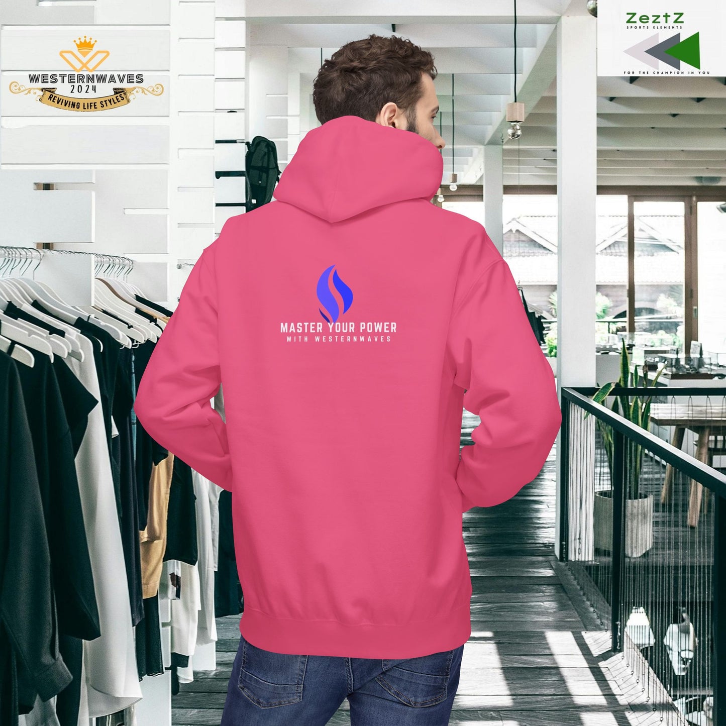 Unisex Midweight Softstyle Fleece Hoodie_ N3+ Series USMWSSFH PT2WW004_ Limited Edition Luxuriously Soft 100% Cotton Face by WesternWaves: