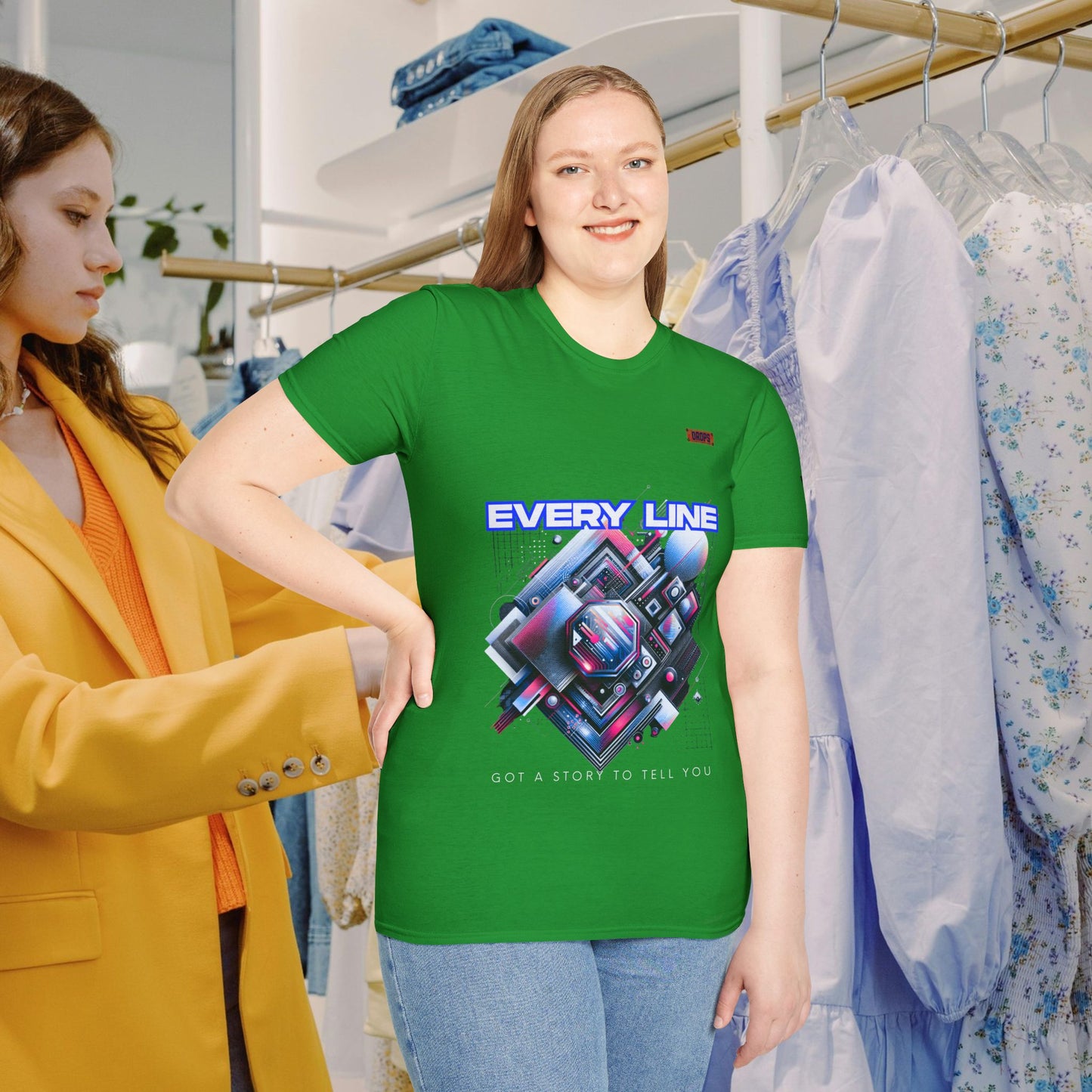 Every Line Graphic Unisex Softstyle T-Shirt | Retro Art Tee, Casual Wear, Gift for Art Lovers, Streetwear, Everyday Style