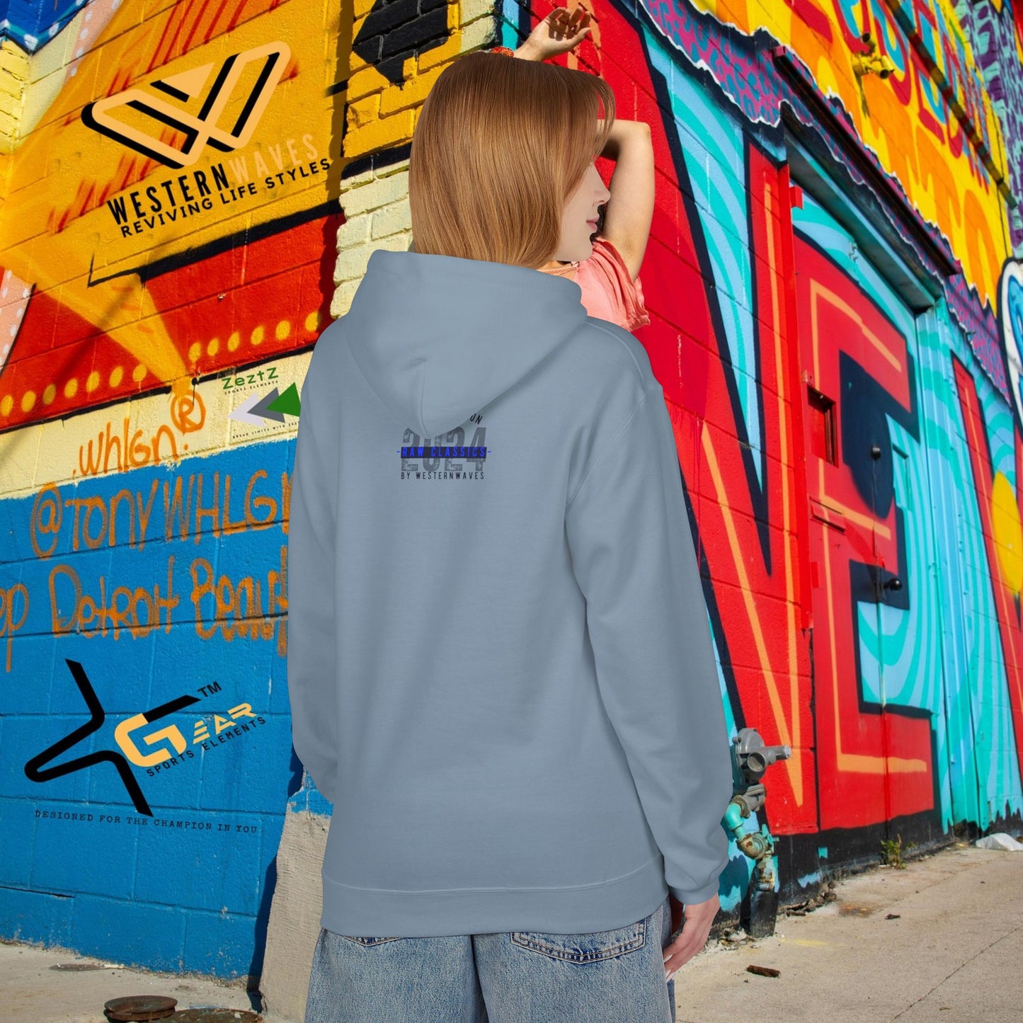 Unisex Midweight Softstyle Fleece Hoodie_ N2+ Series SMWSSFH PT2WW005_Limited Edition Luxuriously Soft 100% Cotton Face by WesternWaves:
